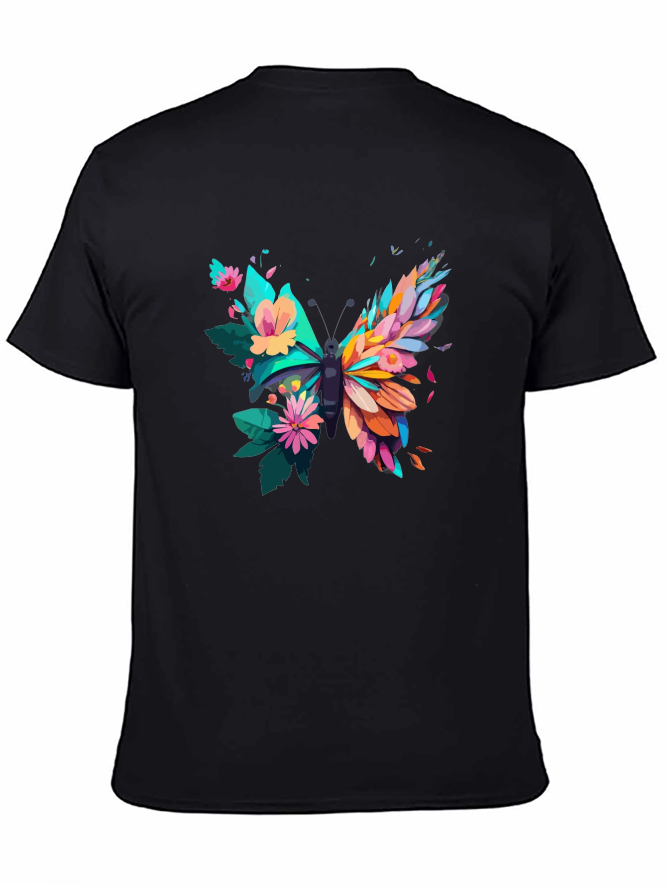 Butterfly Floral Graphic Tee - Mens Black T-Shirt