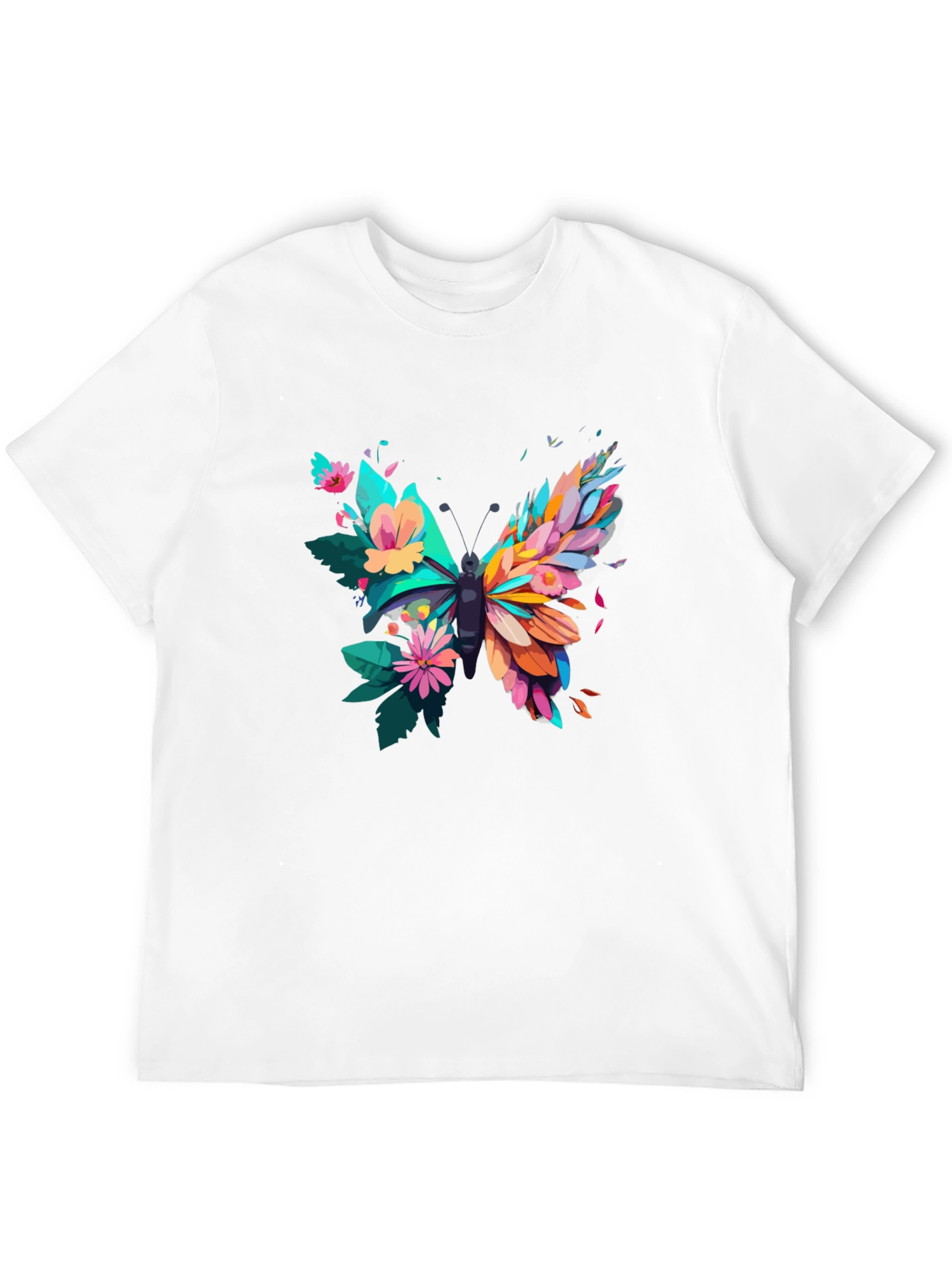 Butterfly Floral Graphic Tee - Mens Black T-Shirt