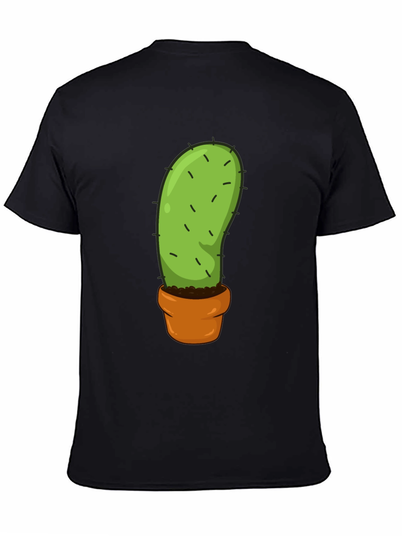 Cactus in Pot Graphic Tee - Black Cotton T-Shirt