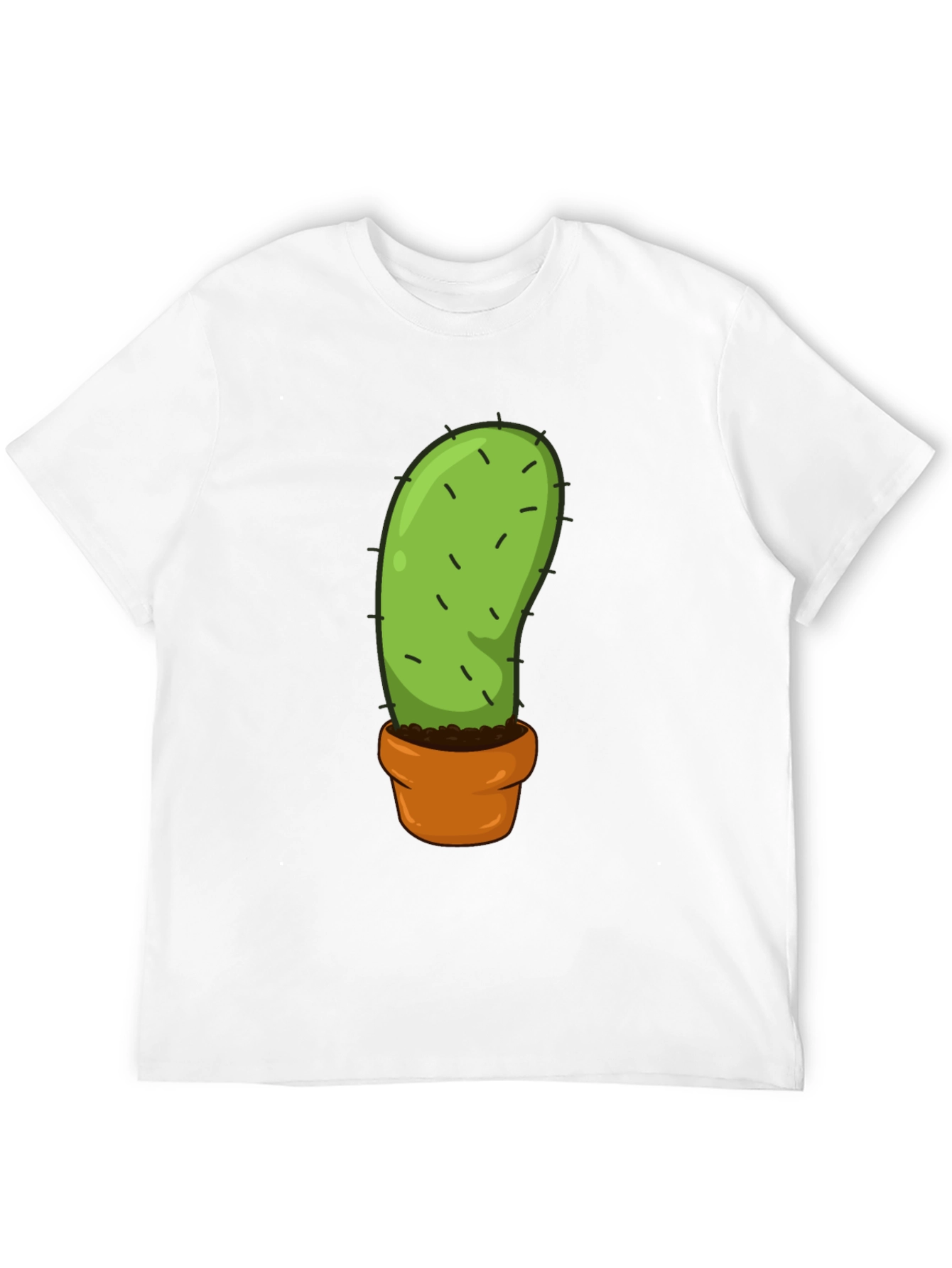 Cactus in Pot Graphic Tee - Black Cotton T-Shirt