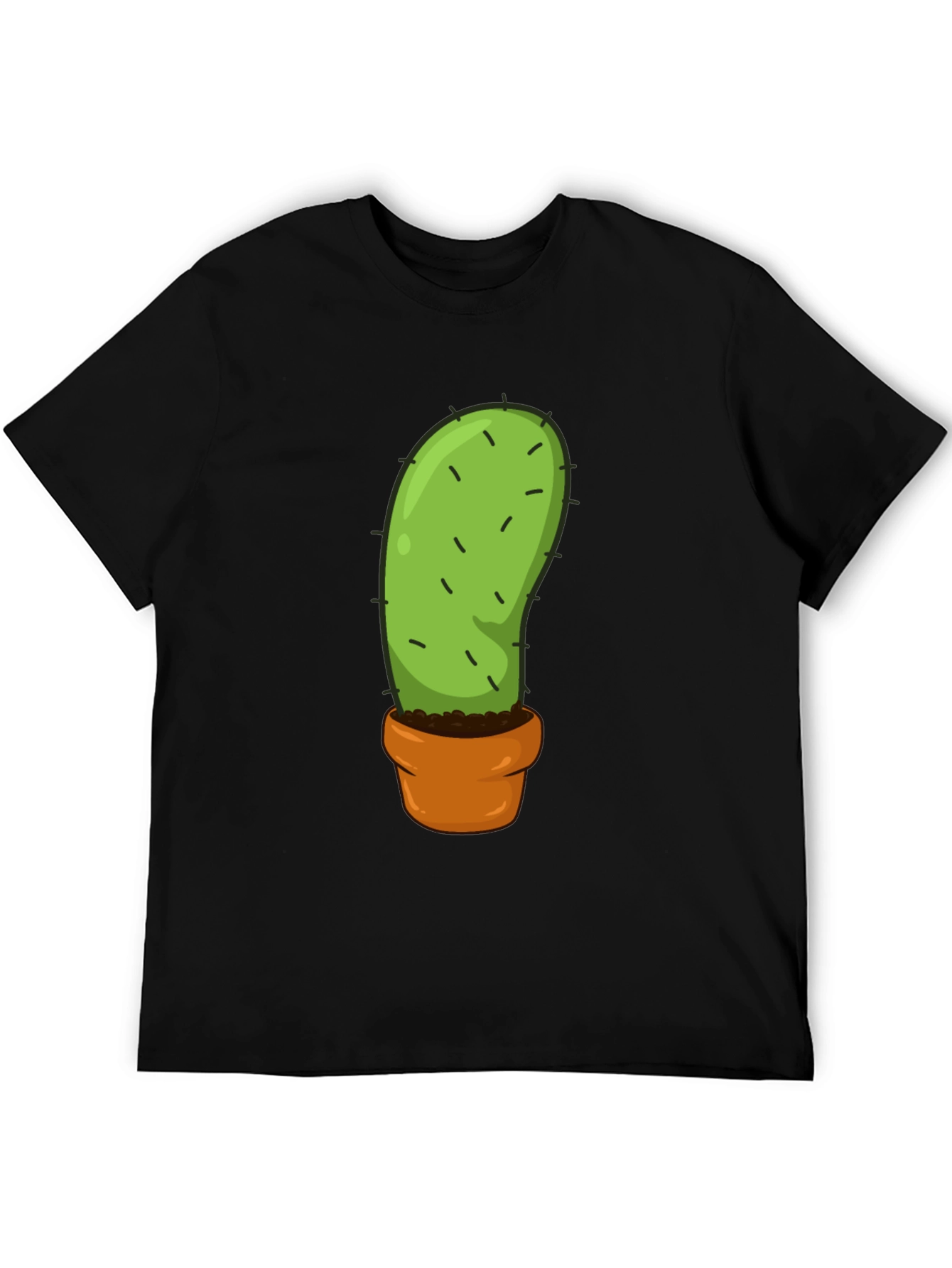 Cactus in Pot Graphic Tee - Black Cotton T-Shirt
