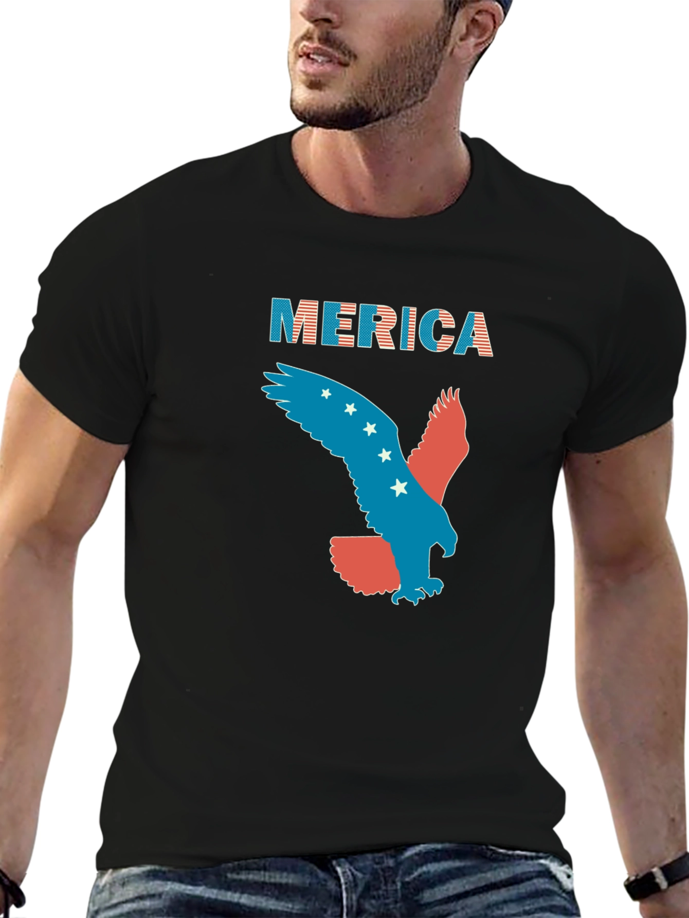 Patriotic Merica Eagle Graphic T-Shirt