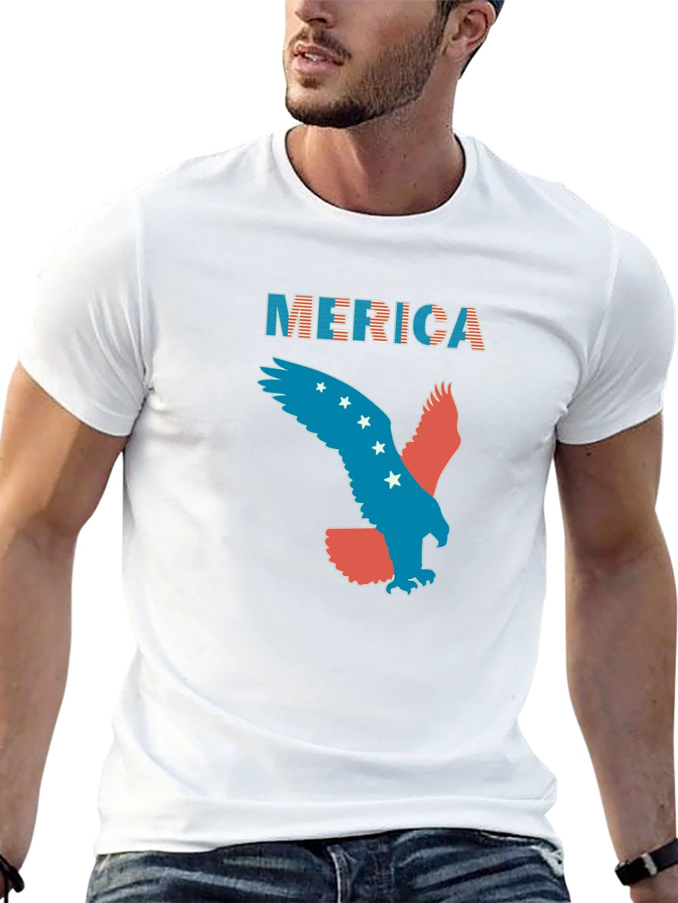 Patriotic Merica Eagle Graphic T-Shirt