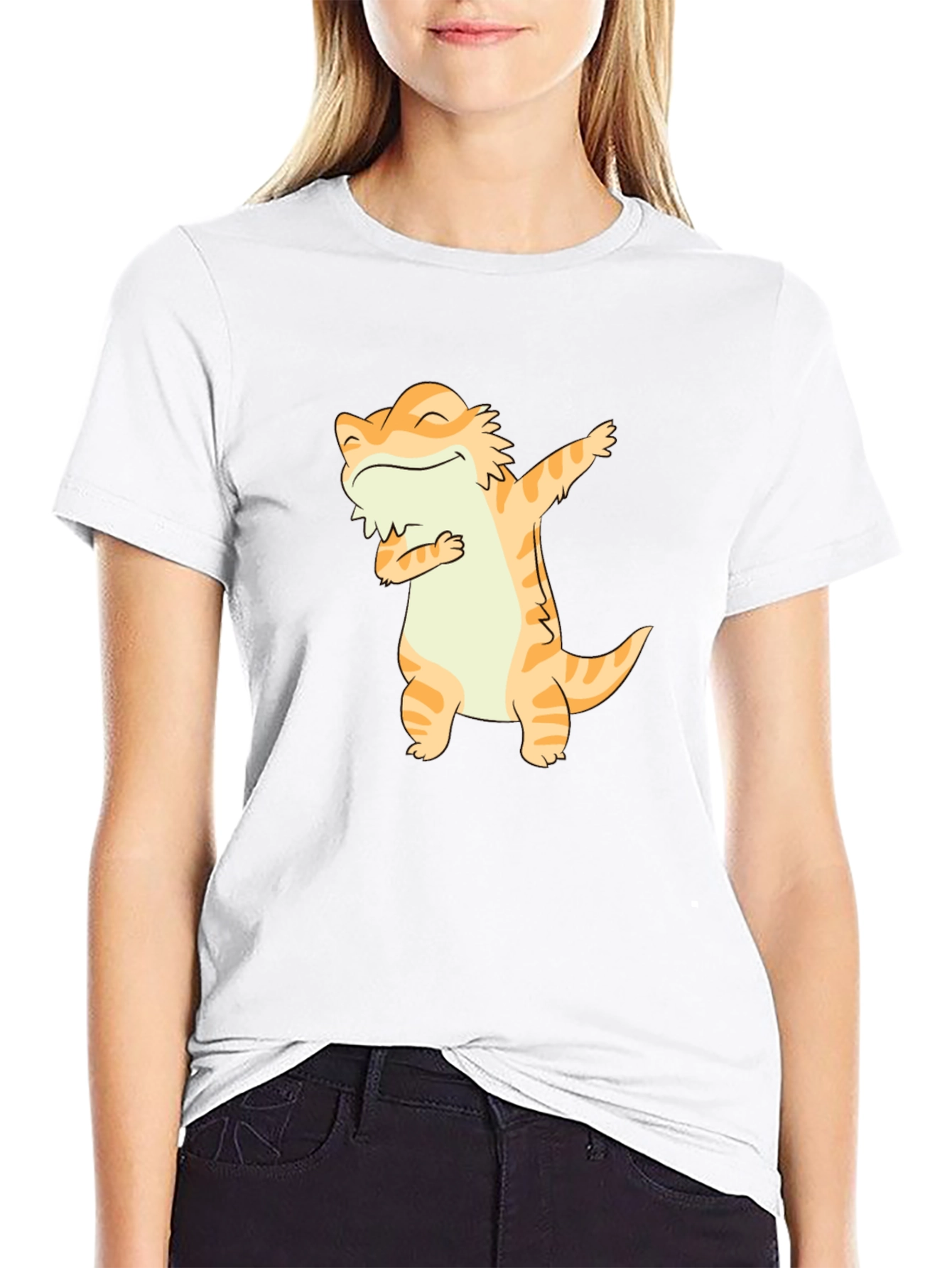 Dabbing Bearded Dragon Graphic Tee - Black Cotton T-Shirt