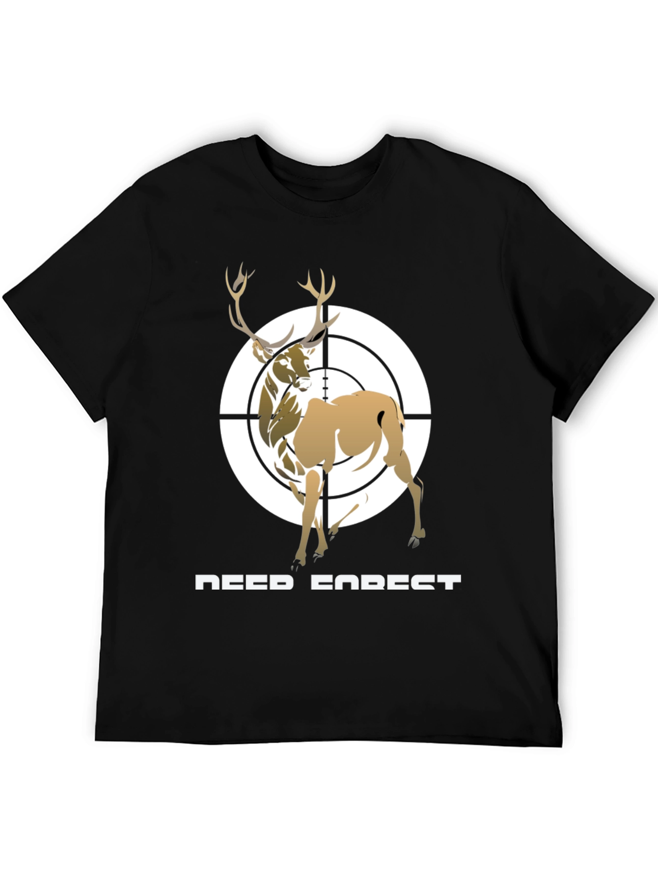 Deer Forest Target Graphic Tee - Black Cotton