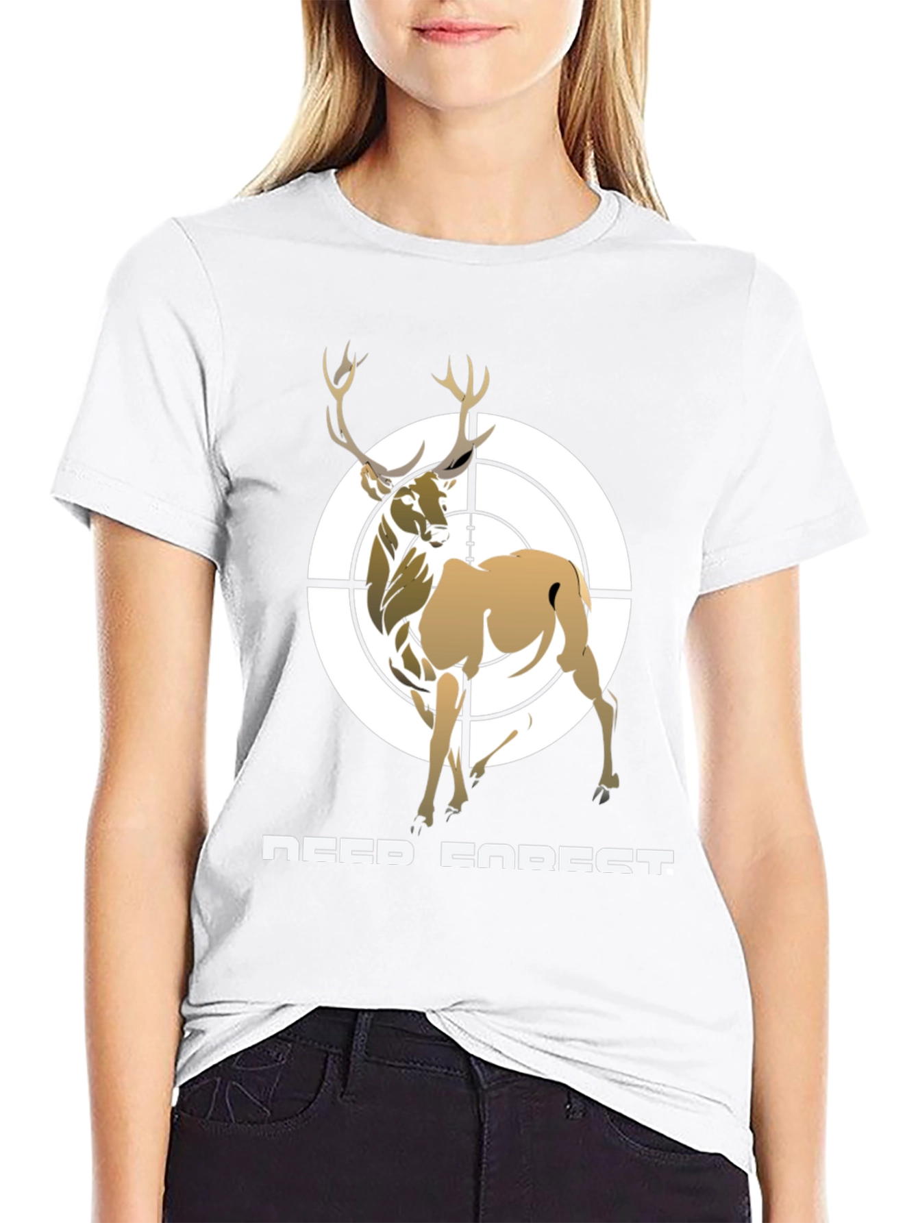 Deer Forest Target Graphic Tee - Black Cotton