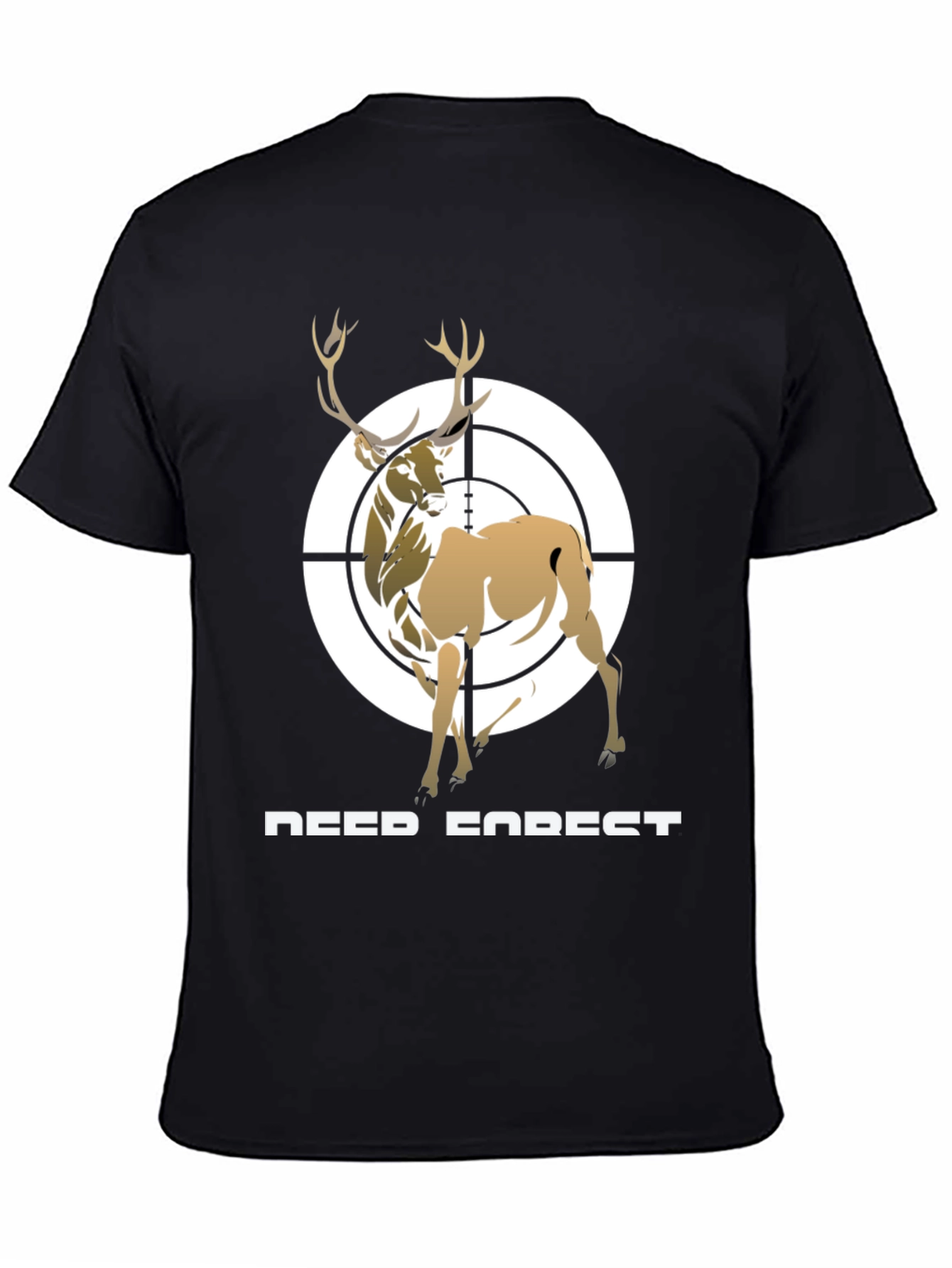 Deer Forest Target Graphic Tee - Black Cotton