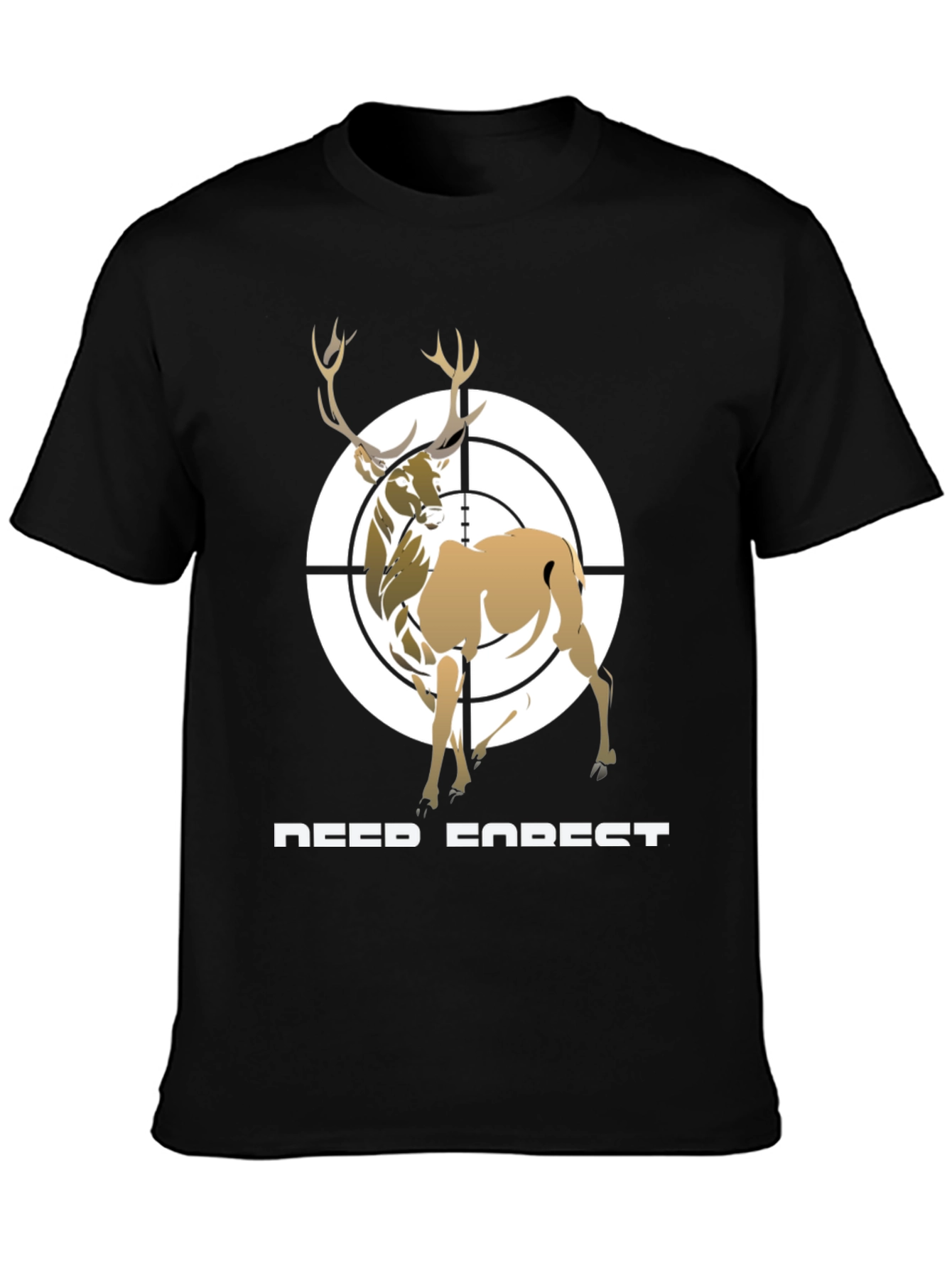 Deer Forest Target Graphic Tee - Black Cotton