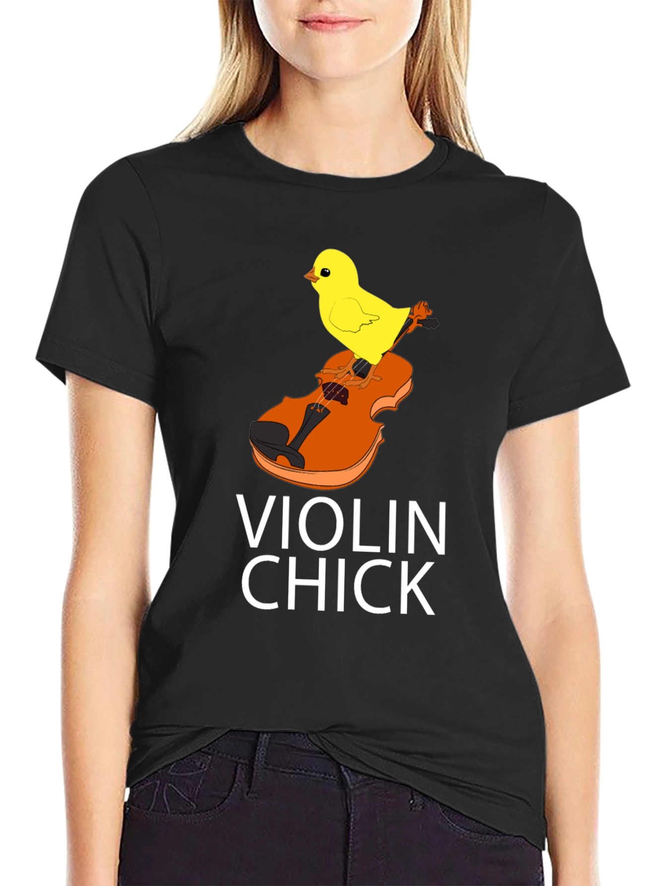Violin Chick Graphic Tee - Music Lover Shirt