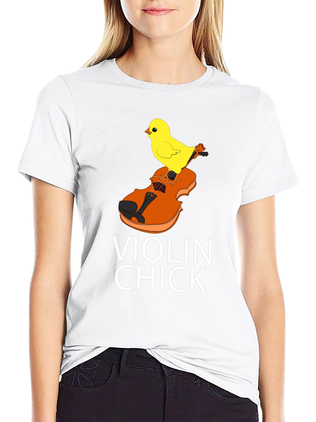 Violin Chick Graphic Tee - Music Lover Shirt