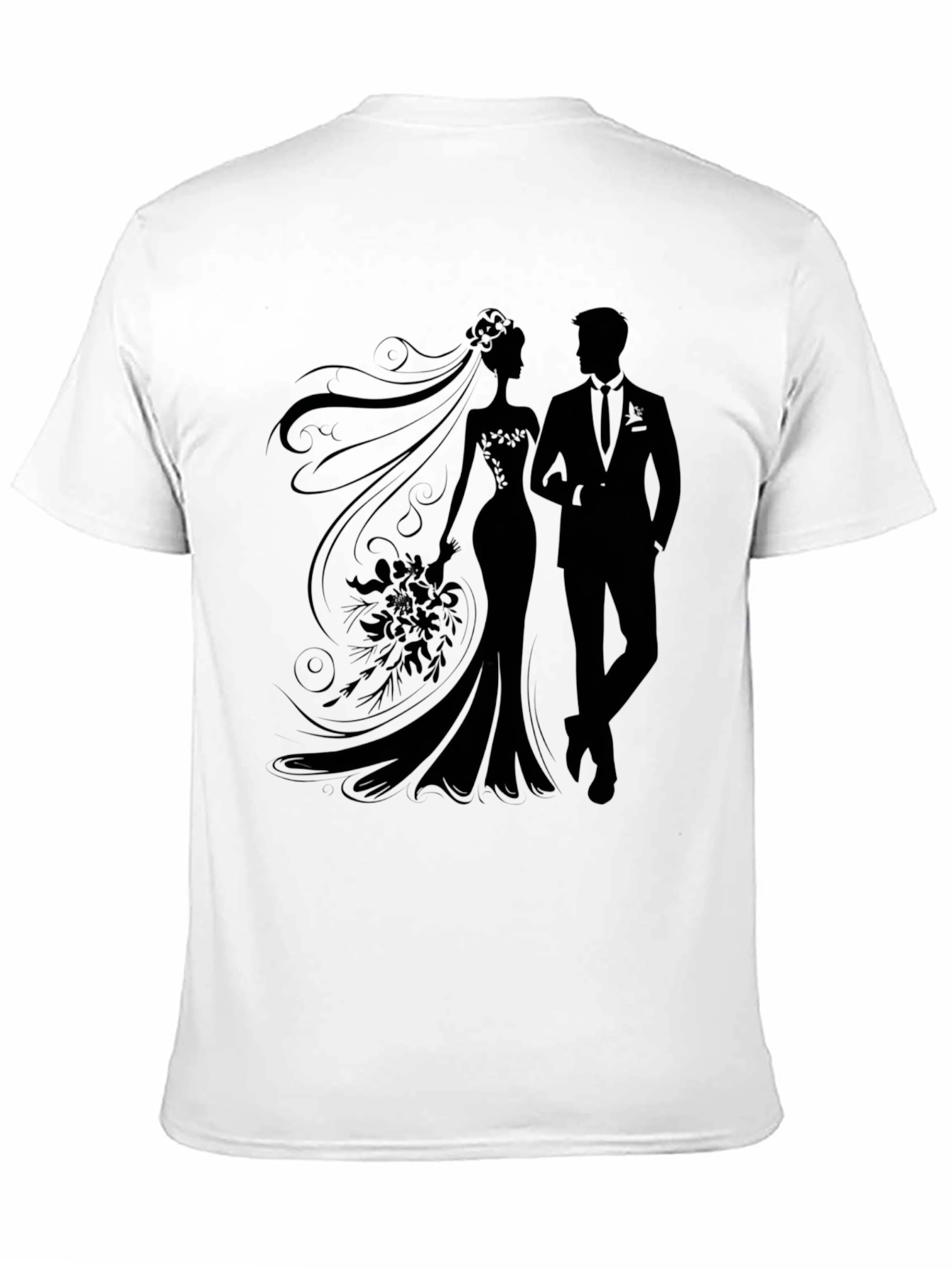 Bride and Groom Silhouette Graphic Tee