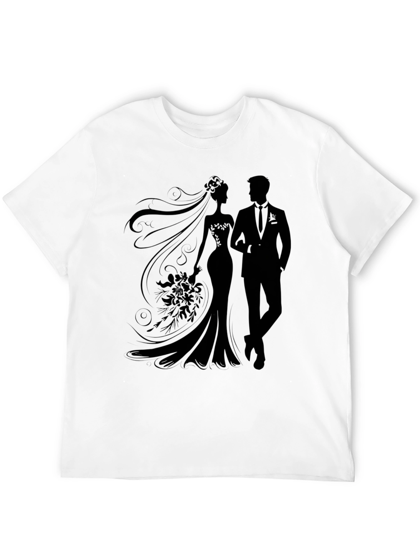 Bride and Groom Silhouette Graphic Tee