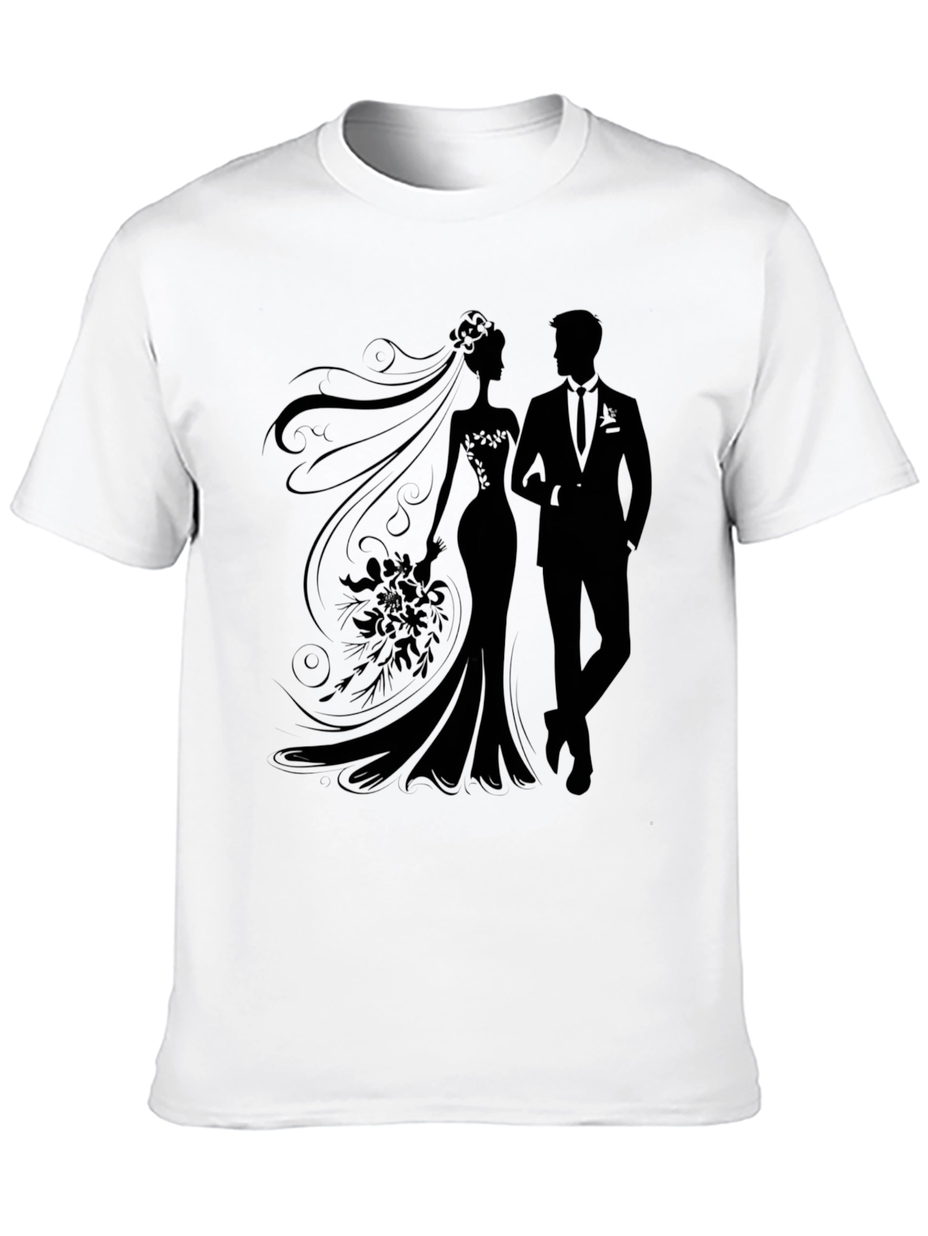 Bride and Groom Silhouette Graphic Tee