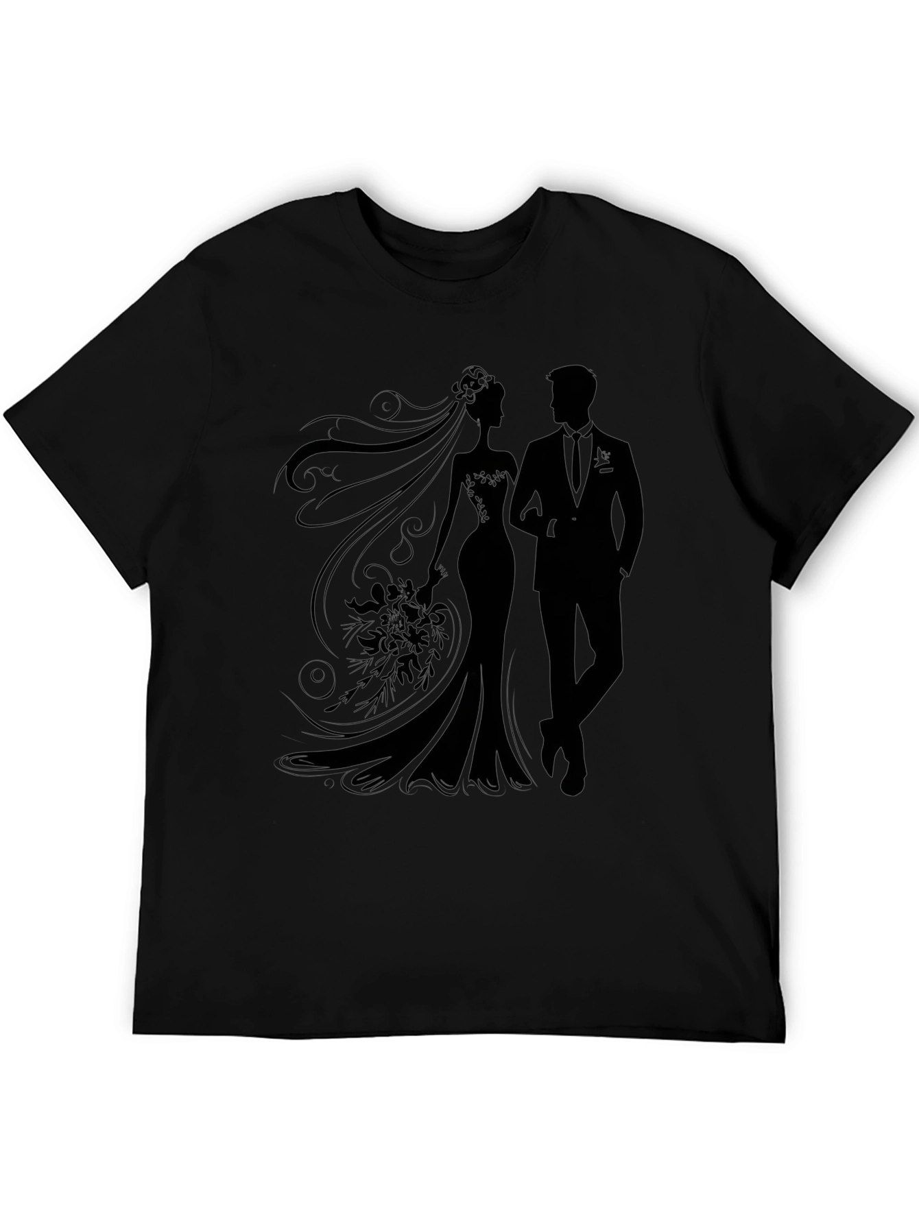 Bride and Groom Silhouette Graphic Tee