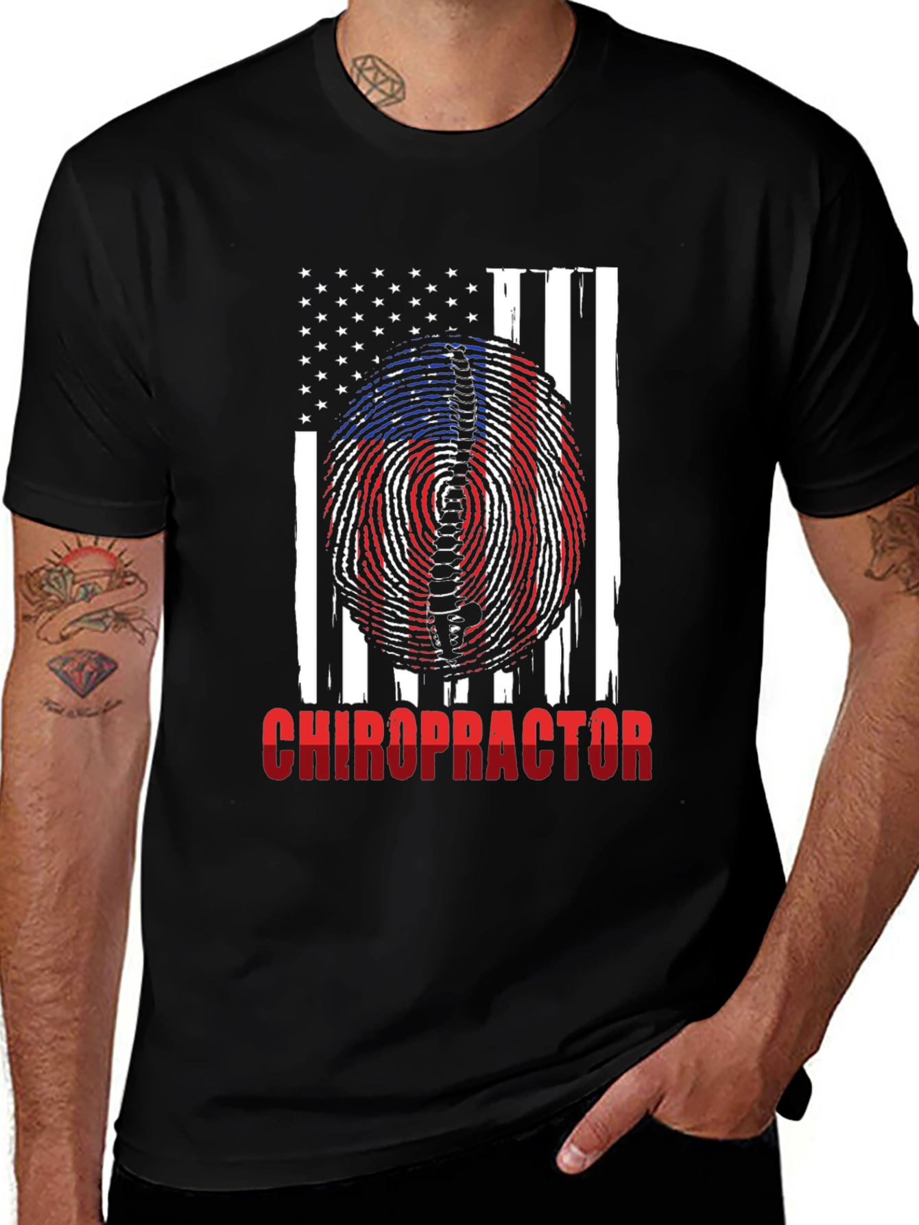 Chiropractor American Flag Patriotic T-Shirt