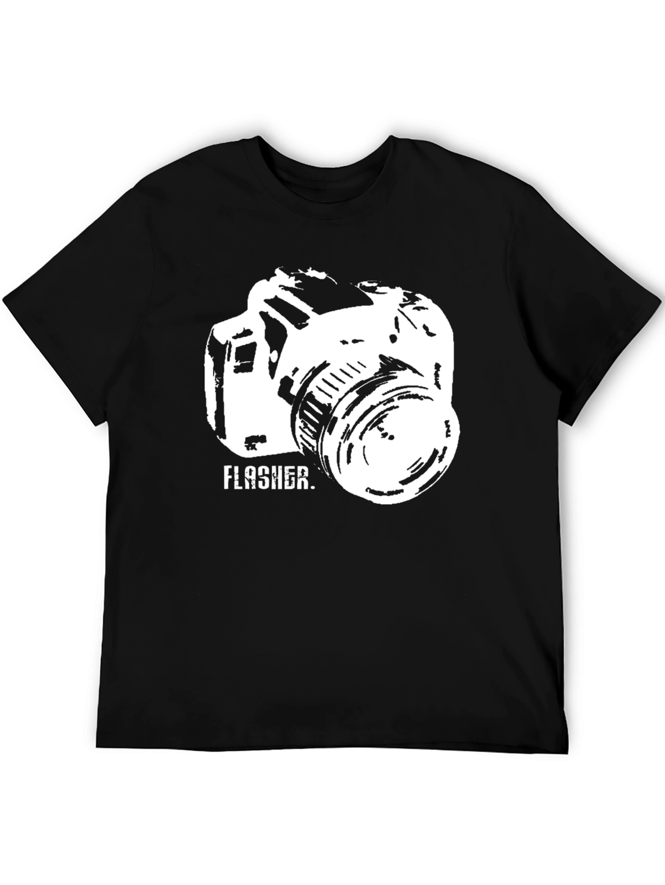 Flasher Camera Graphic Tee - Black Crew Neck T-Shirt