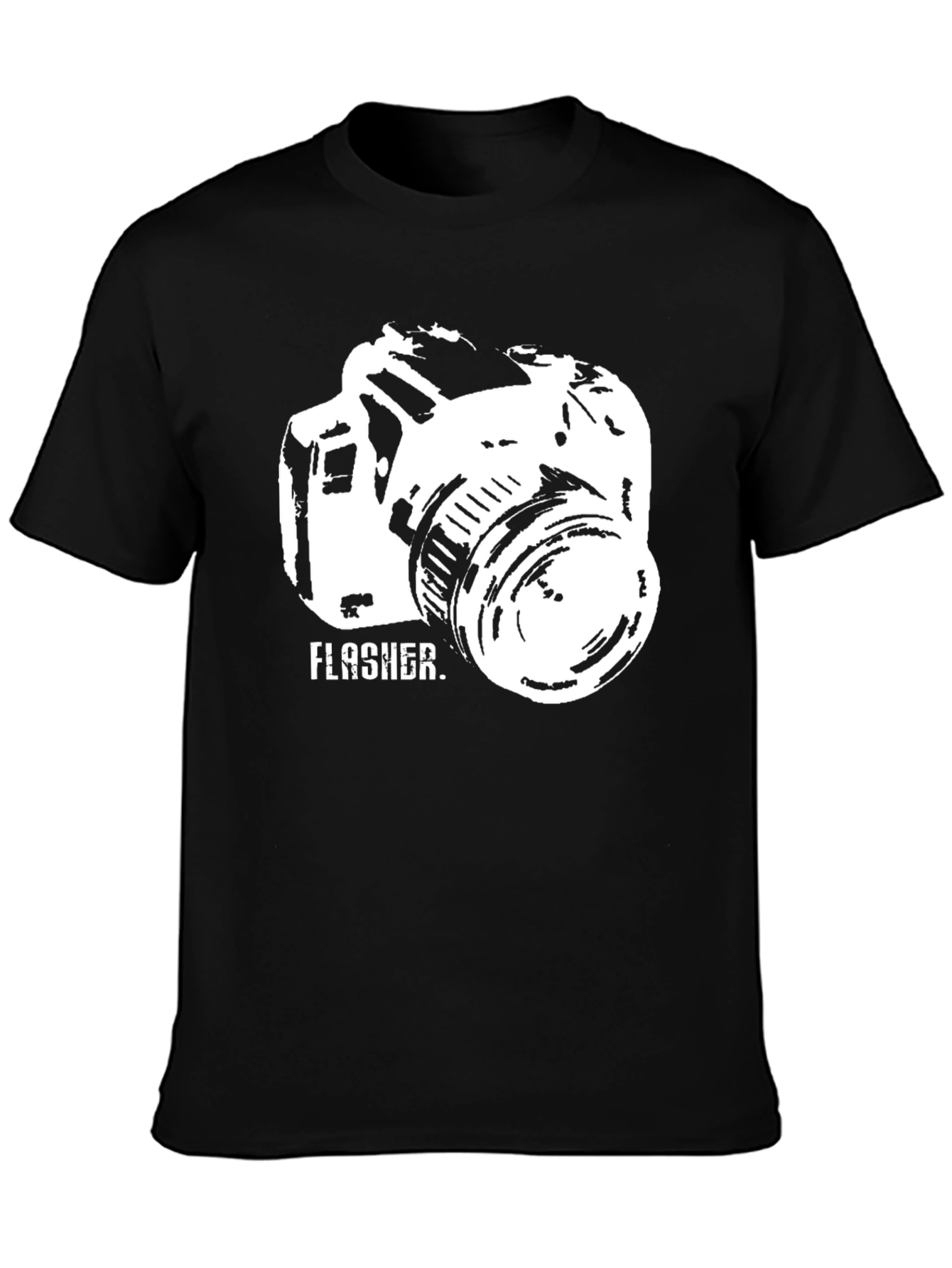 Flasher Camera Graphic Tee - Black Crew Neck T-Shirt