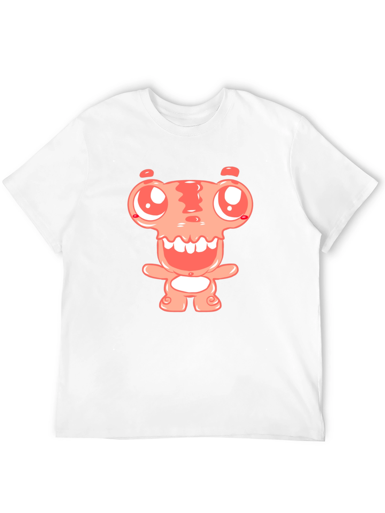 Cartoon Monster Graphic Tee - Black Cotton Blend Shirt