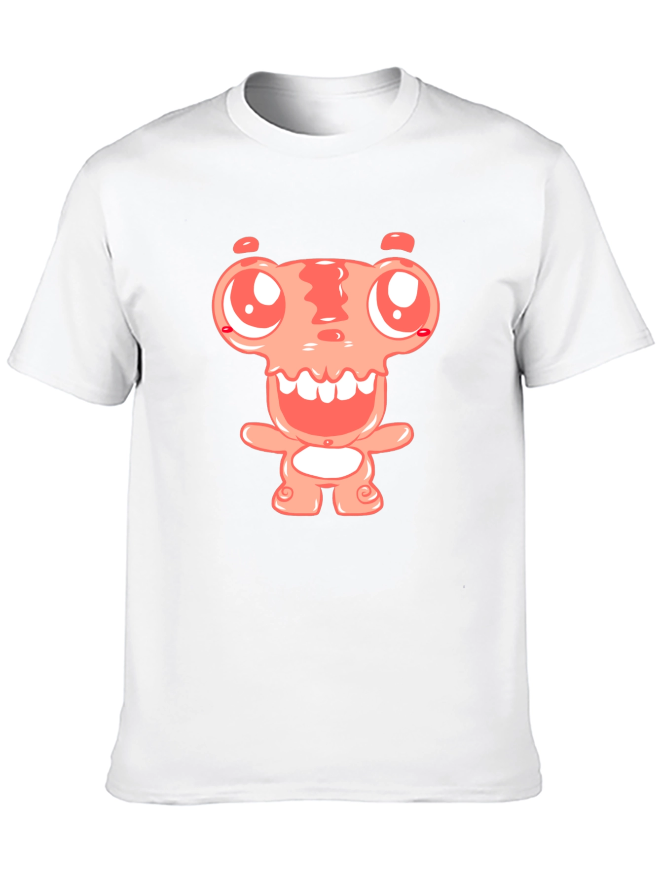 Cartoon Monster Graphic Tee - Black Cotton Blend Shirt