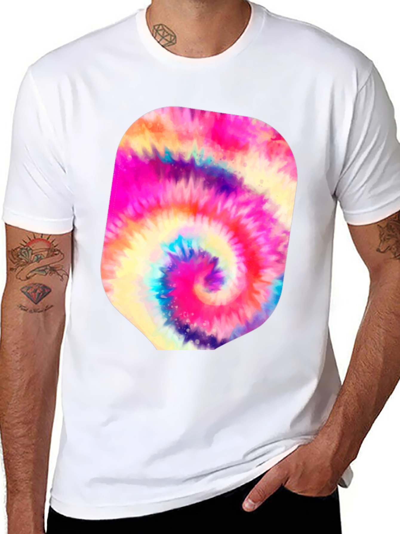 Psychedelic Tie-Dye Graphic Black T-Shirt