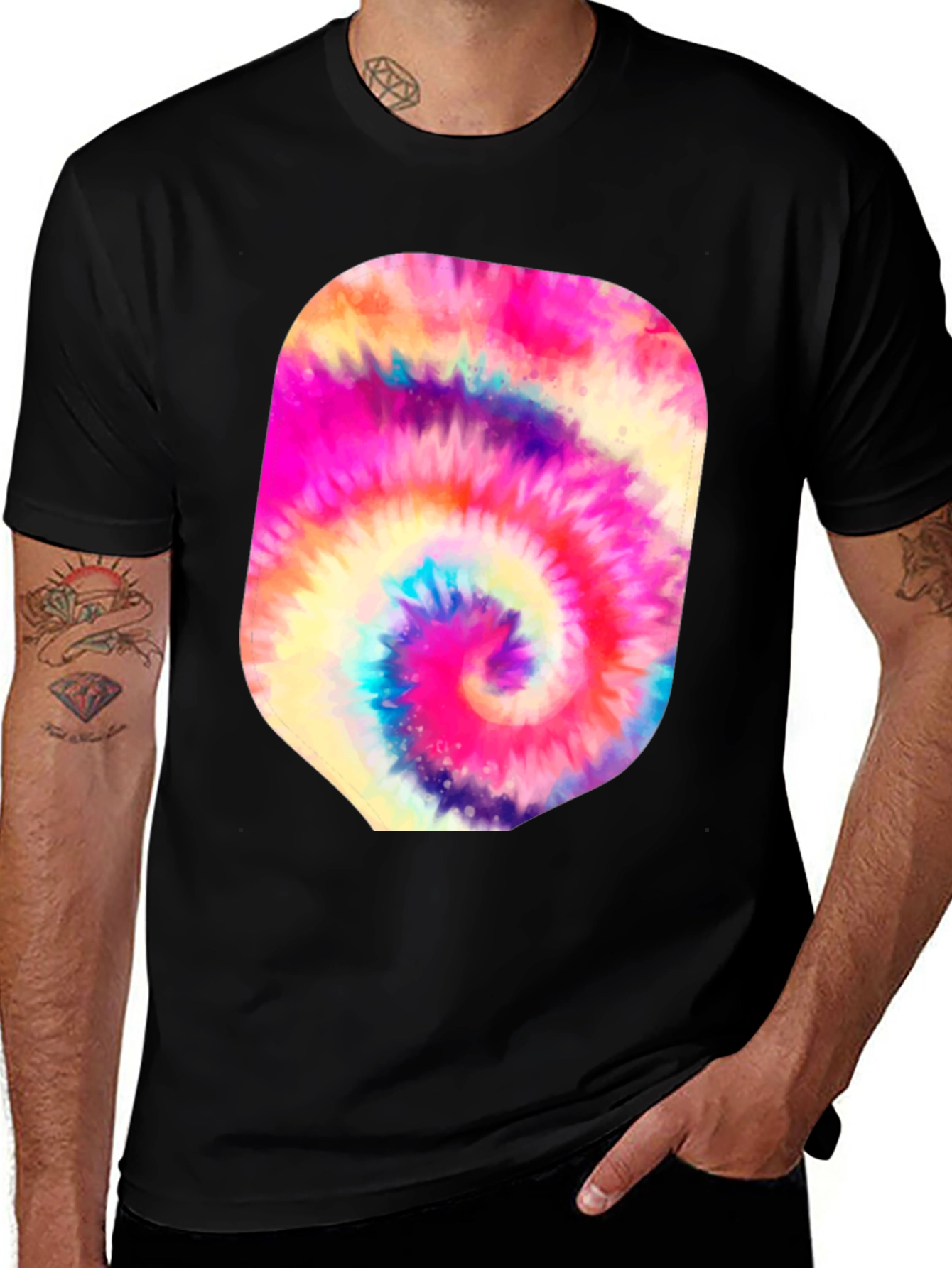 Psychedelic Tie-Dye Graphic Black T-Shirt