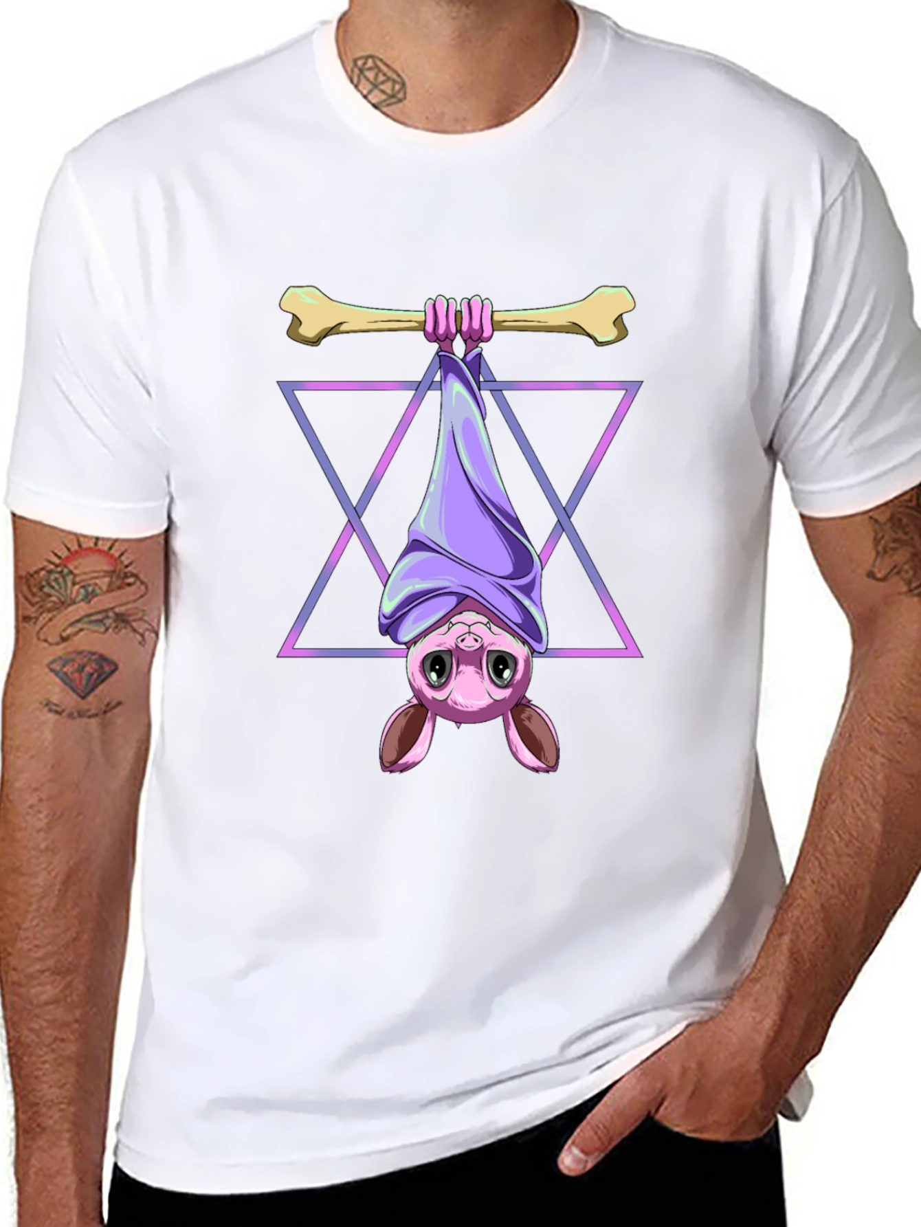 Bat Hanging Bone T-Shirt - Cool Graphic Tee