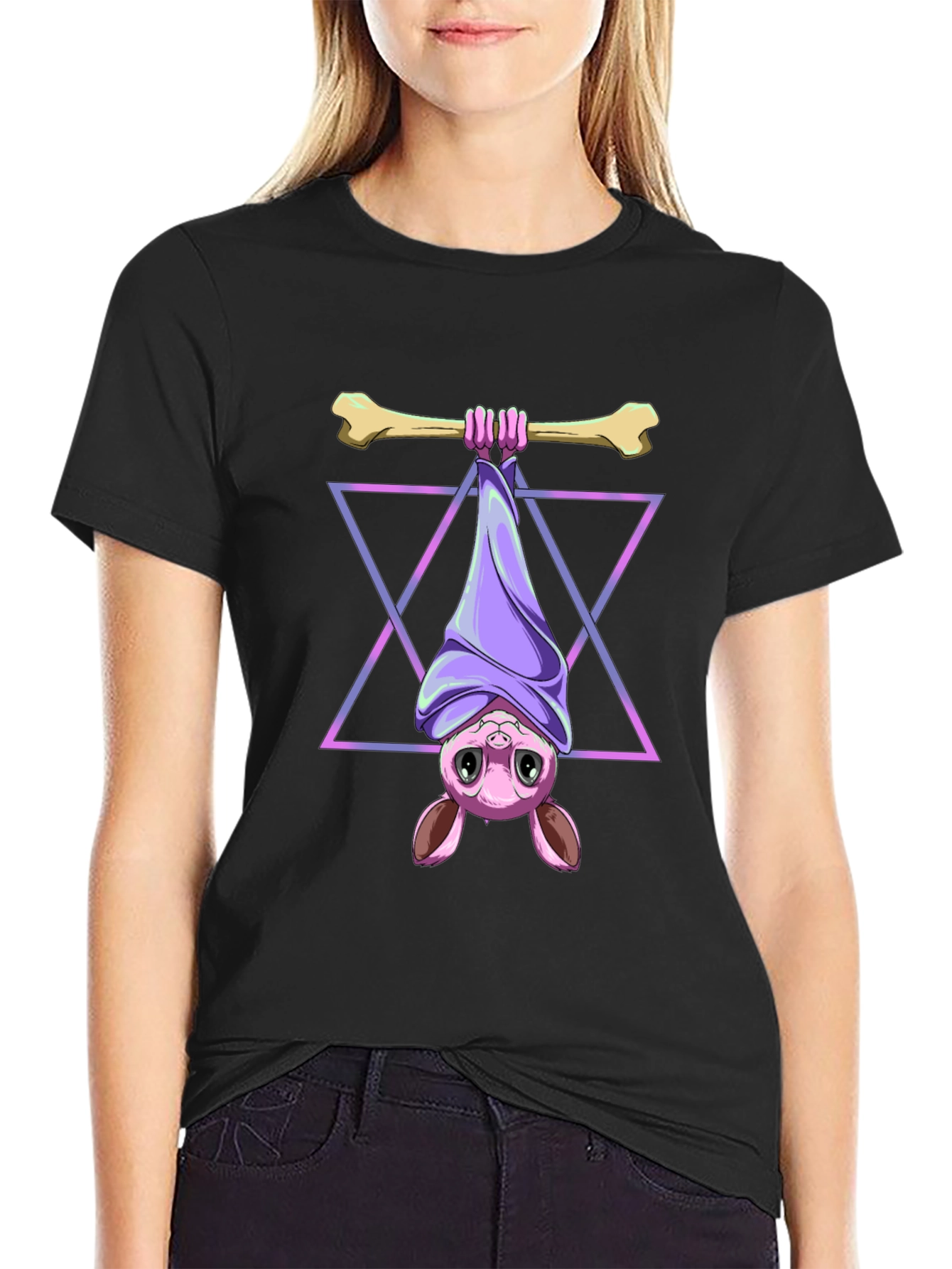 Bat Hanging Bone T-Shirt - Cool Graphic Tee