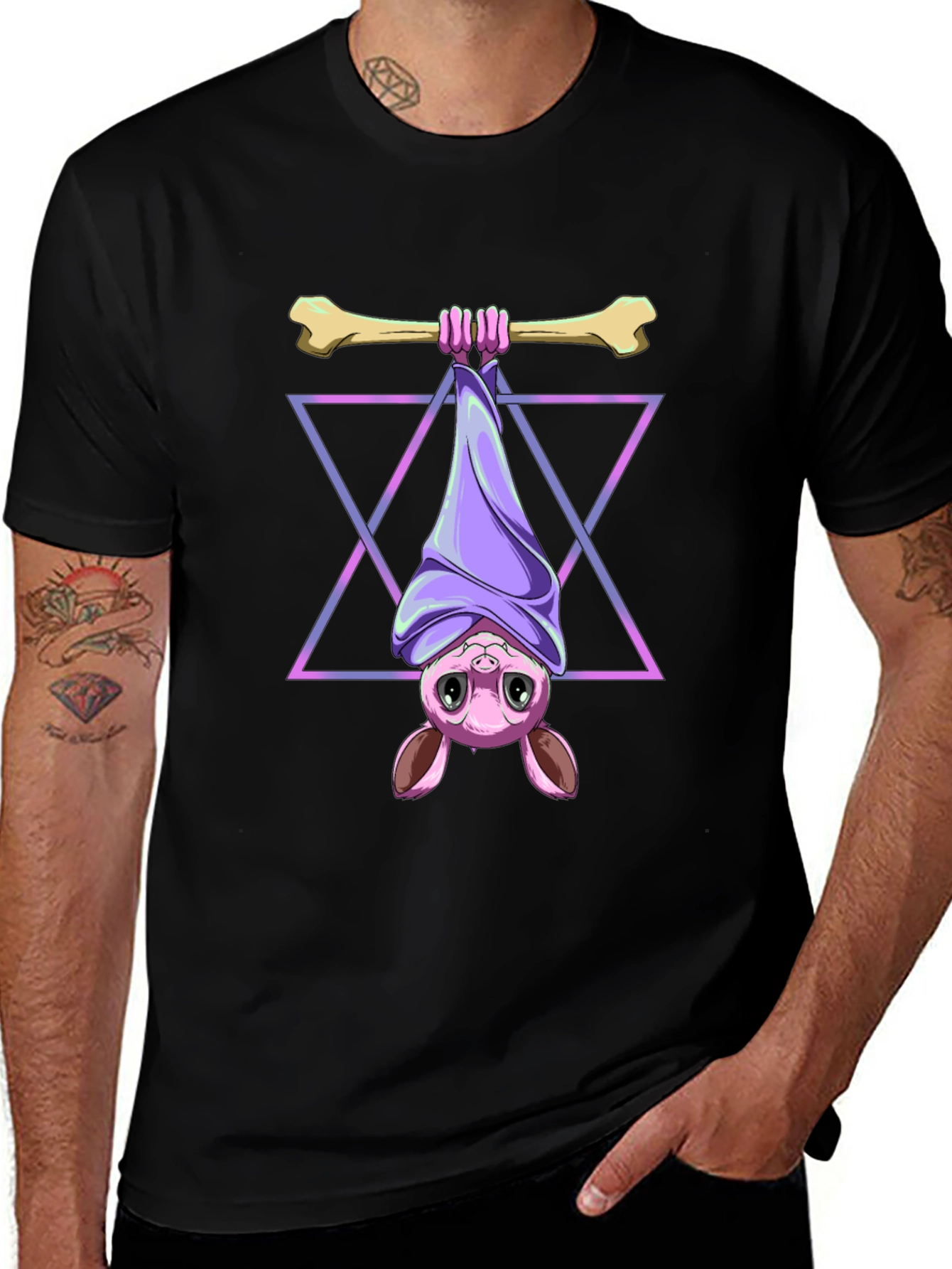 Bat Hanging Bone T-Shirt - Cool Graphic Tee