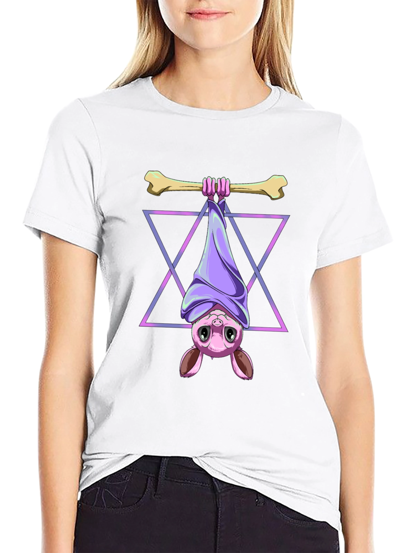 Bat Hanging Bone T-Shirt - Cool Graphic Tee