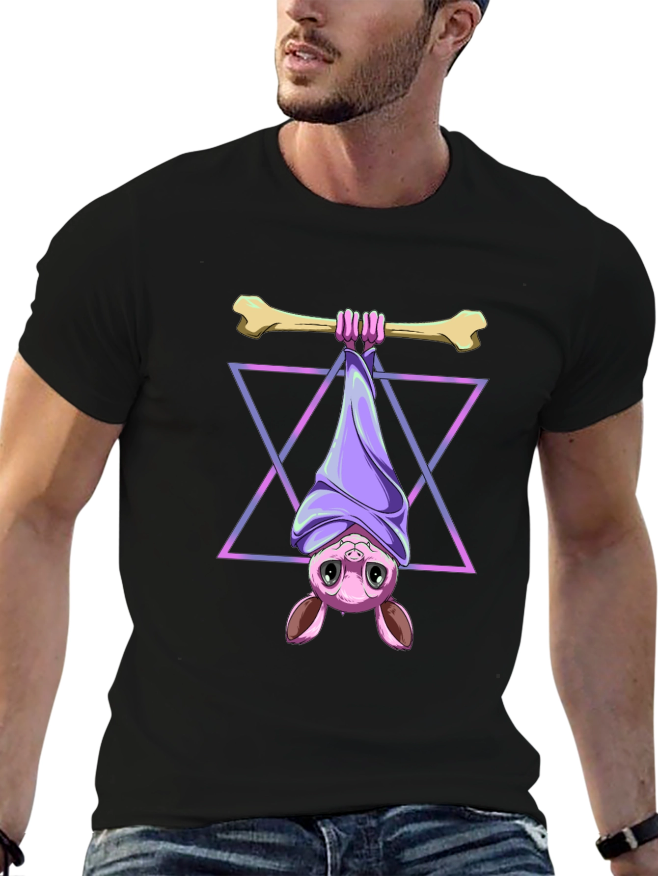Bat Hanging Bone T-Shirt - Cool Graphic Tee