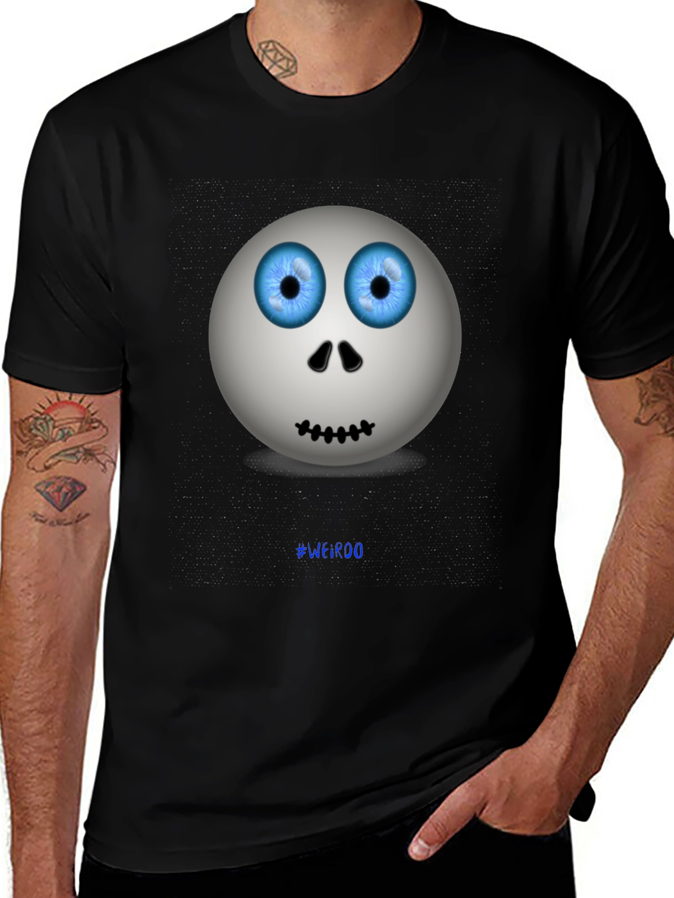 Mens Graphic Tee - Spooky Eyed Emoji