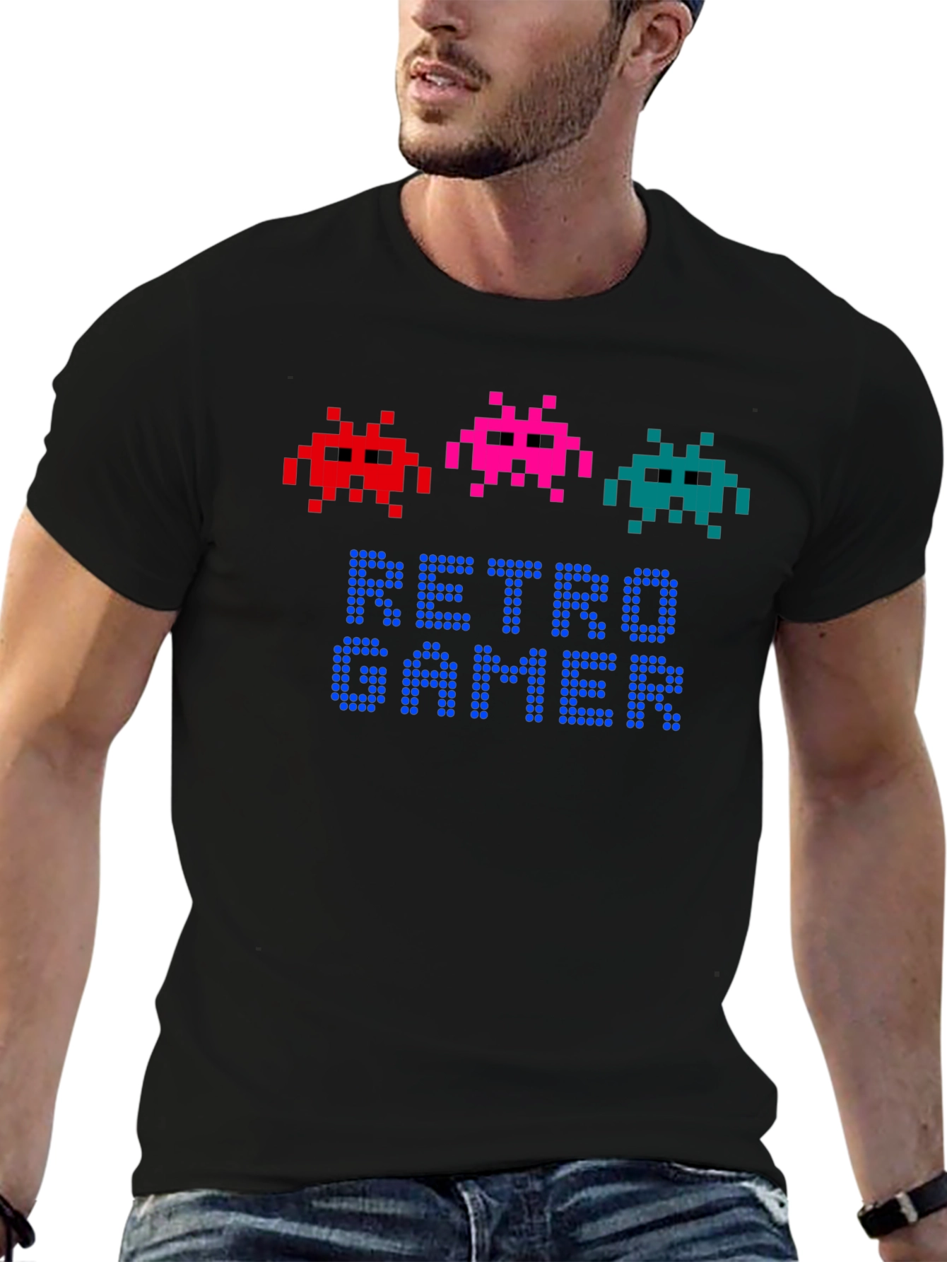 Retro Gamer T-Shirt - Pixel Art Alien Design