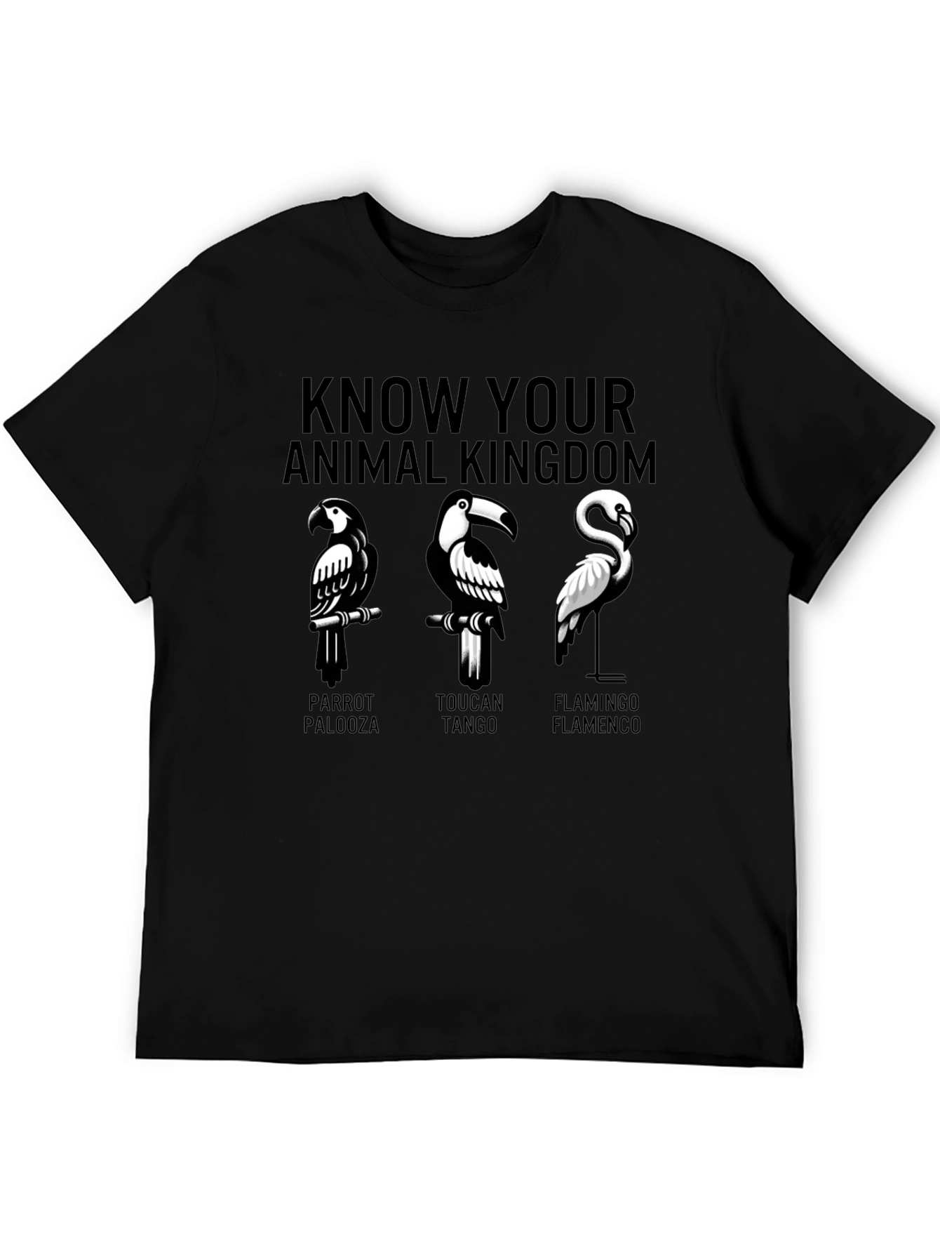 Animal Kingdom Graphic T-Shirt - Parrot Toucan Flamingo