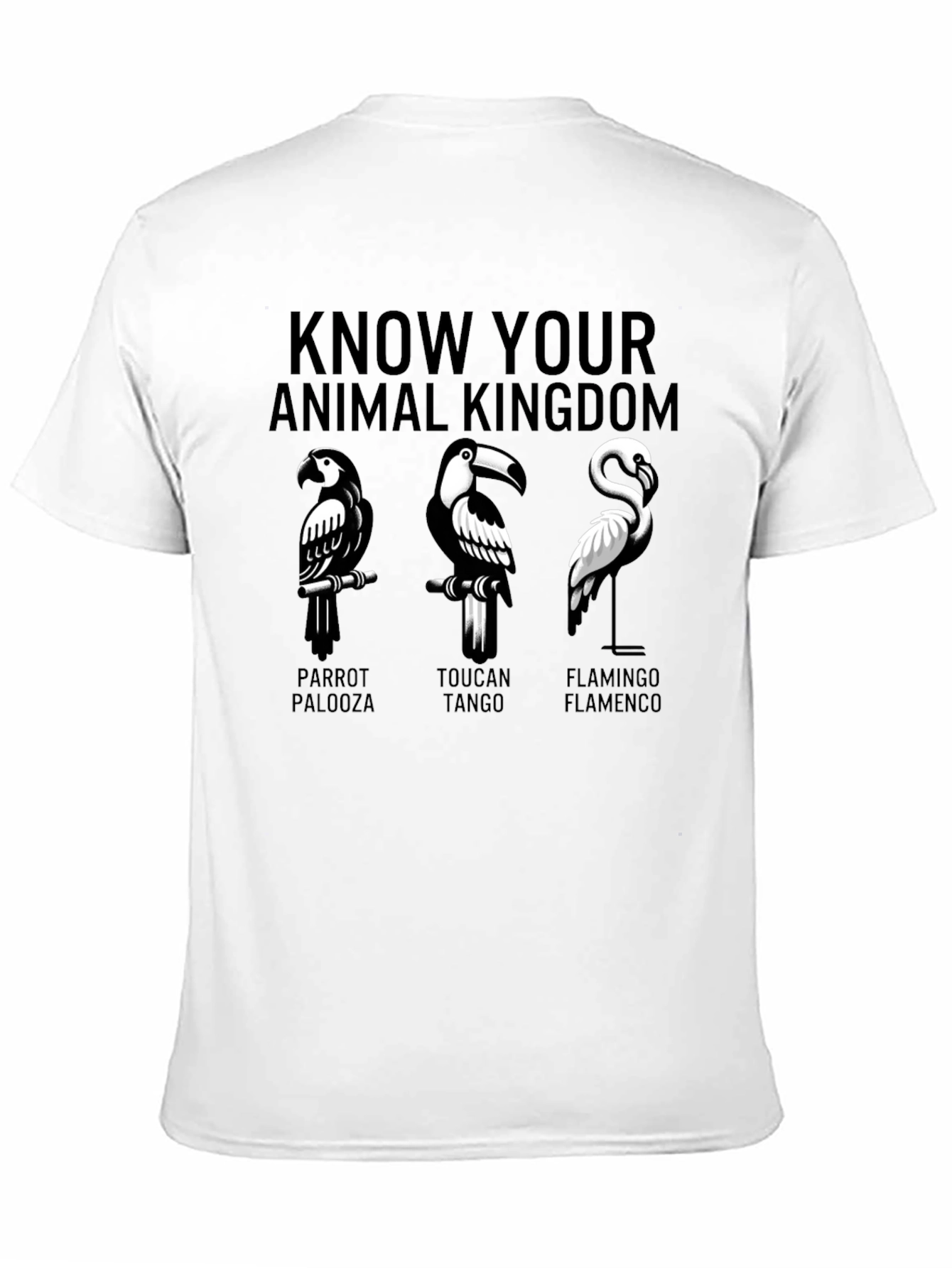 Animal Kingdom Graphic T-Shirt - Parrot Toucan Flamingo