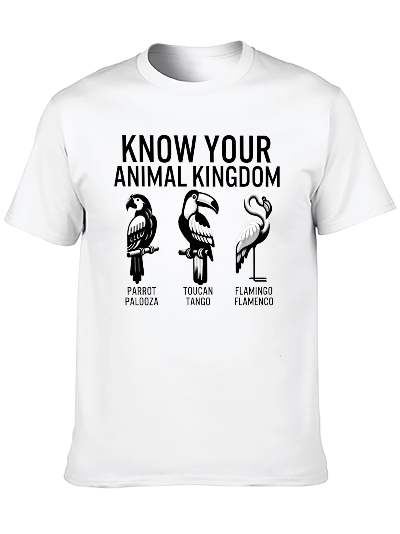 Animal Kingdom Graphic T-Shirt - Parrot Toucan Flamingo