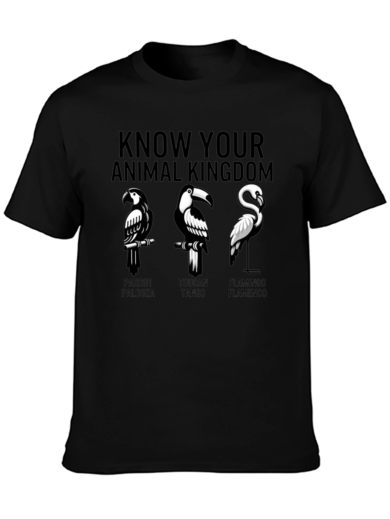 Animal Kingdom Graphic T-Shirt - Parrot Toucan Flamingo