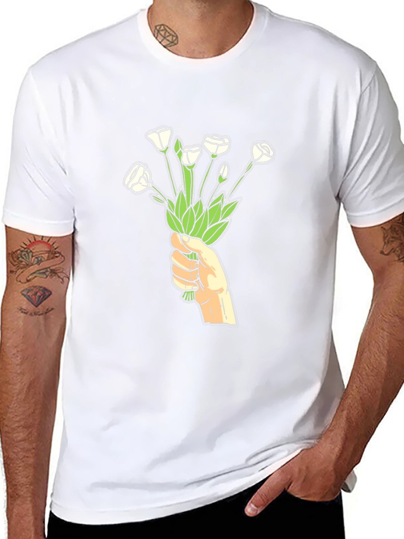 Floral Hand T-Shirt - Black