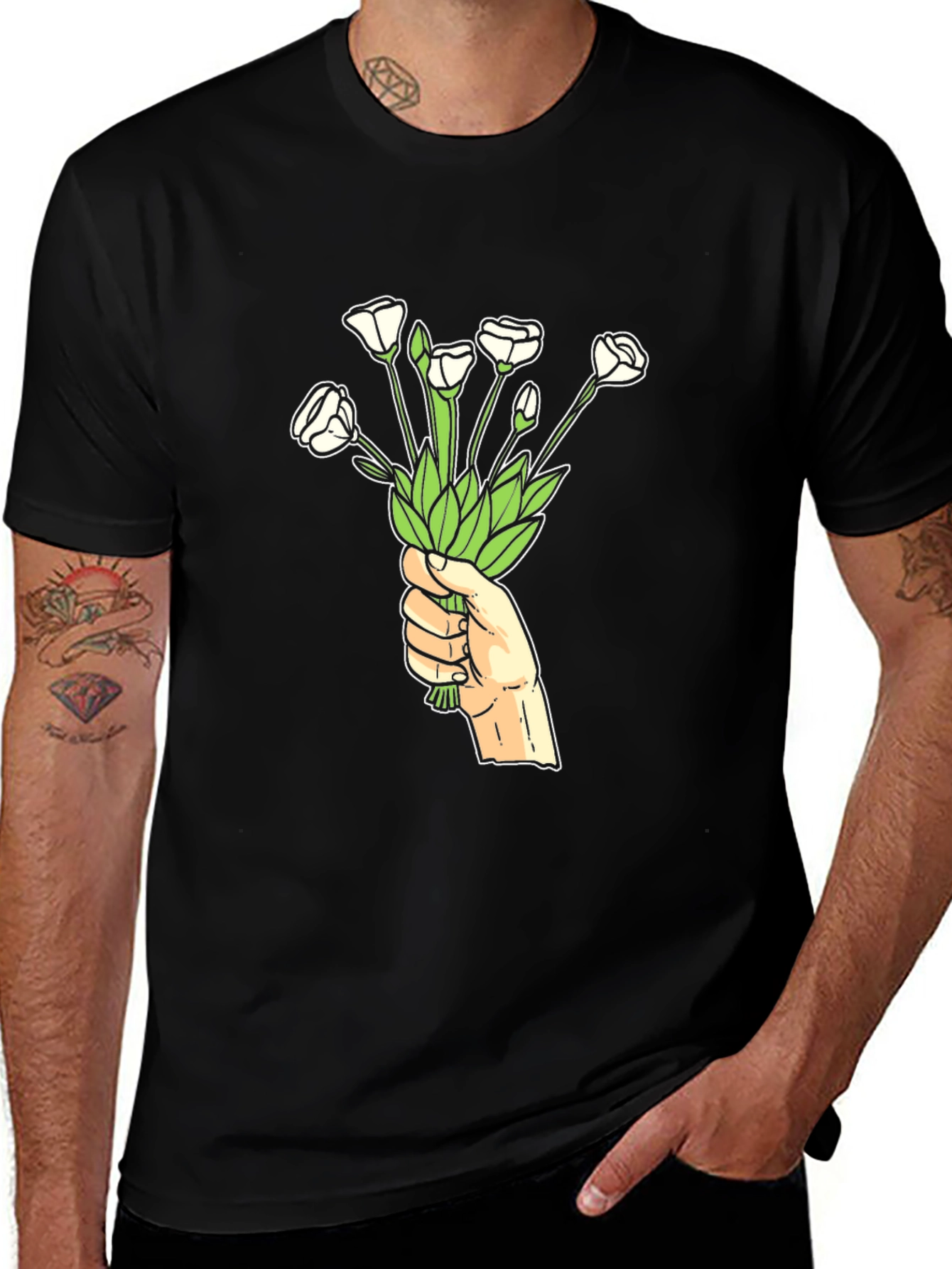Floral Hand T-Shirt - Black