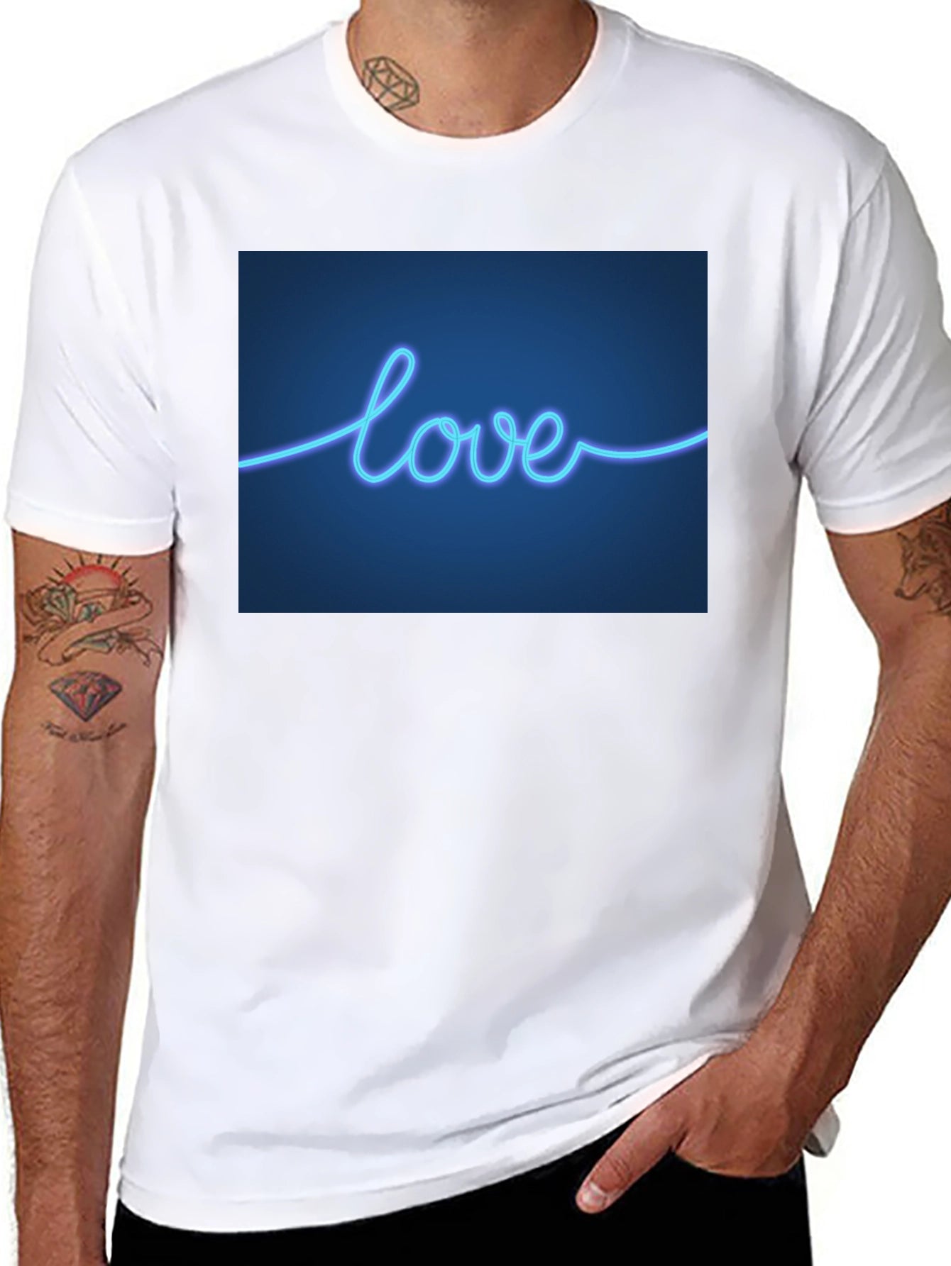 Neon Love T-Shirt - Sleek Black Tee