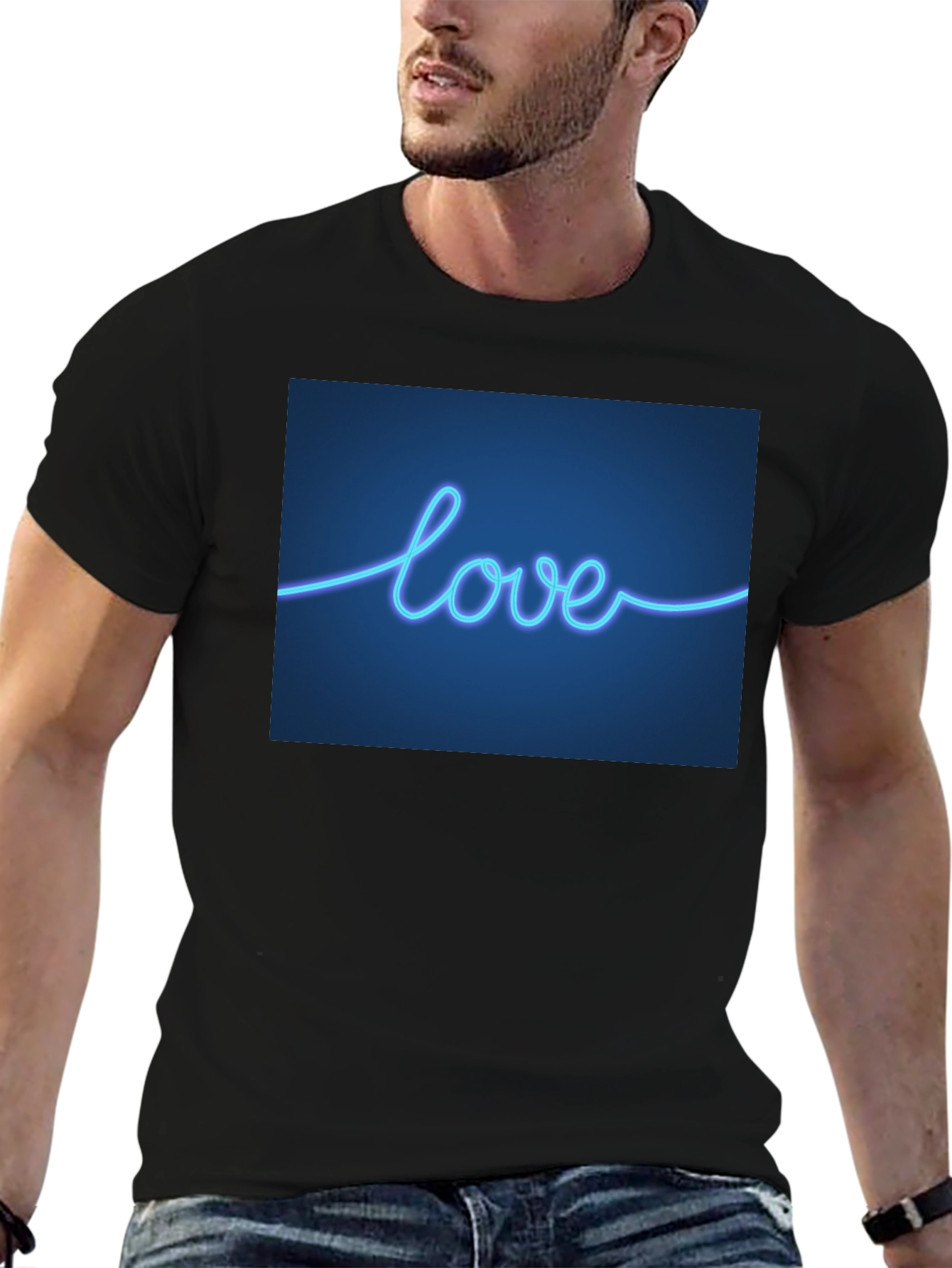 Neon Love T-Shirt - Sleek Black Tee