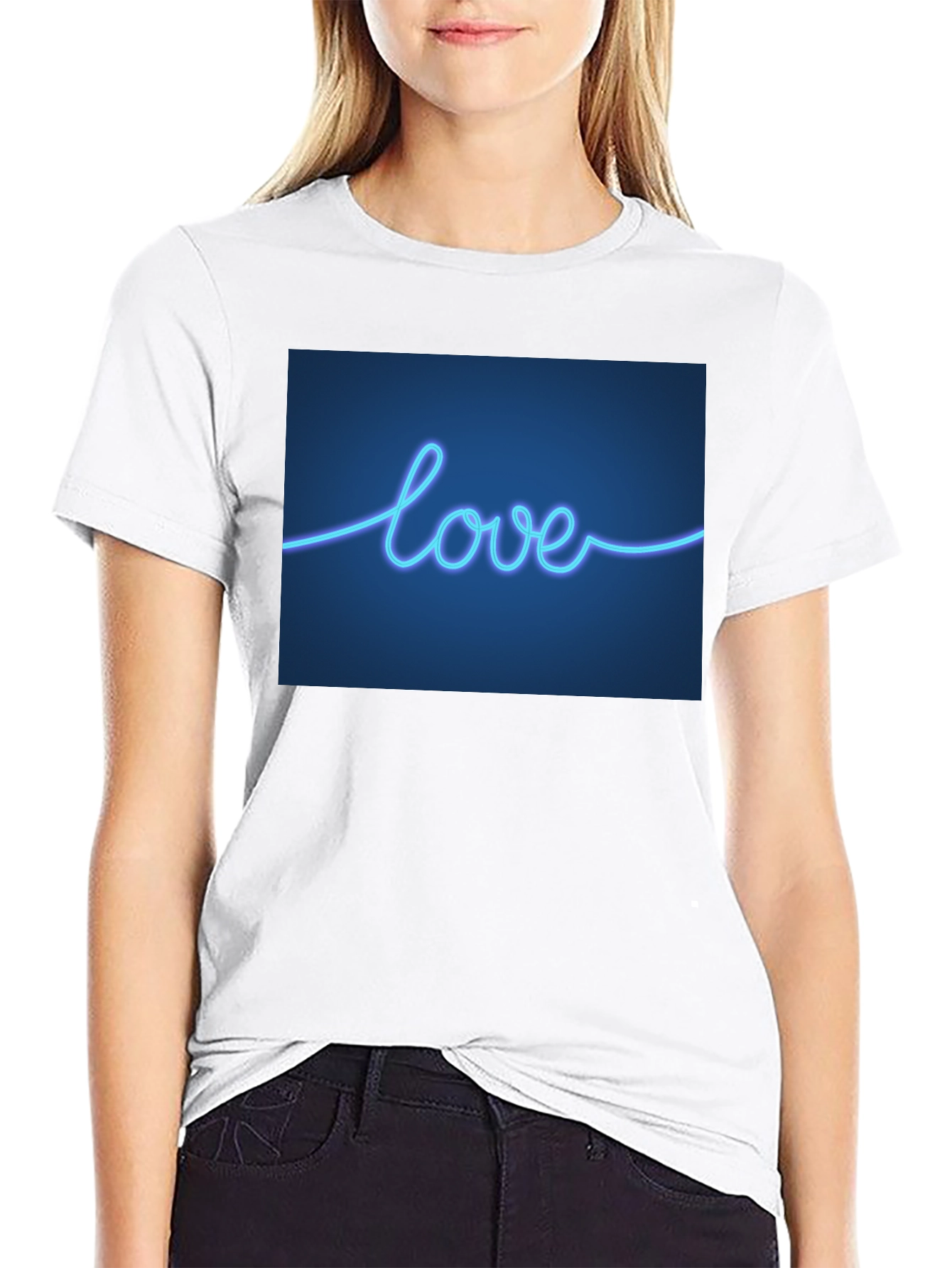 Neon Love T-Shirt - Sleek Black Tee