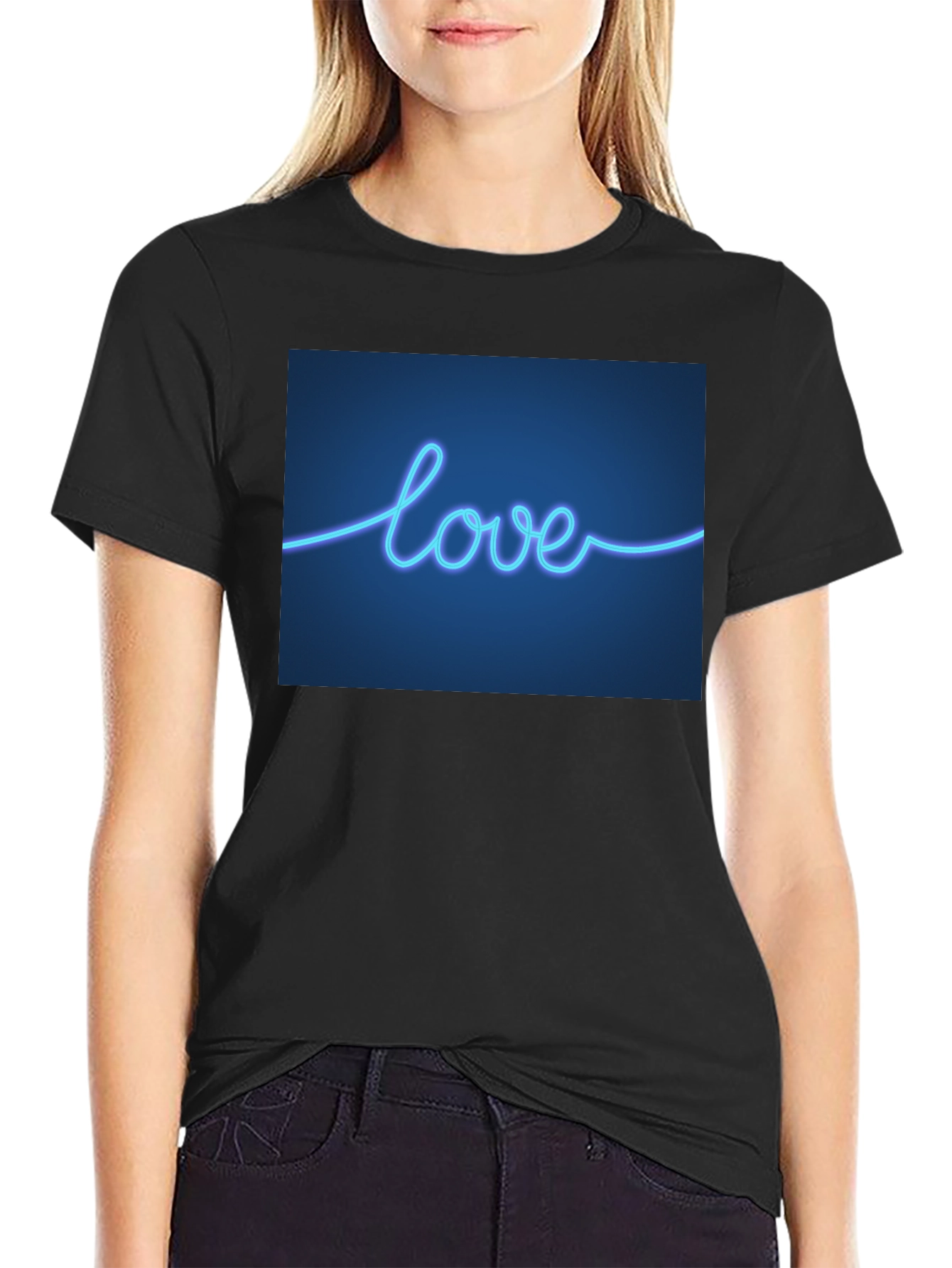 Neon Love T-Shirt - Sleek Black Tee