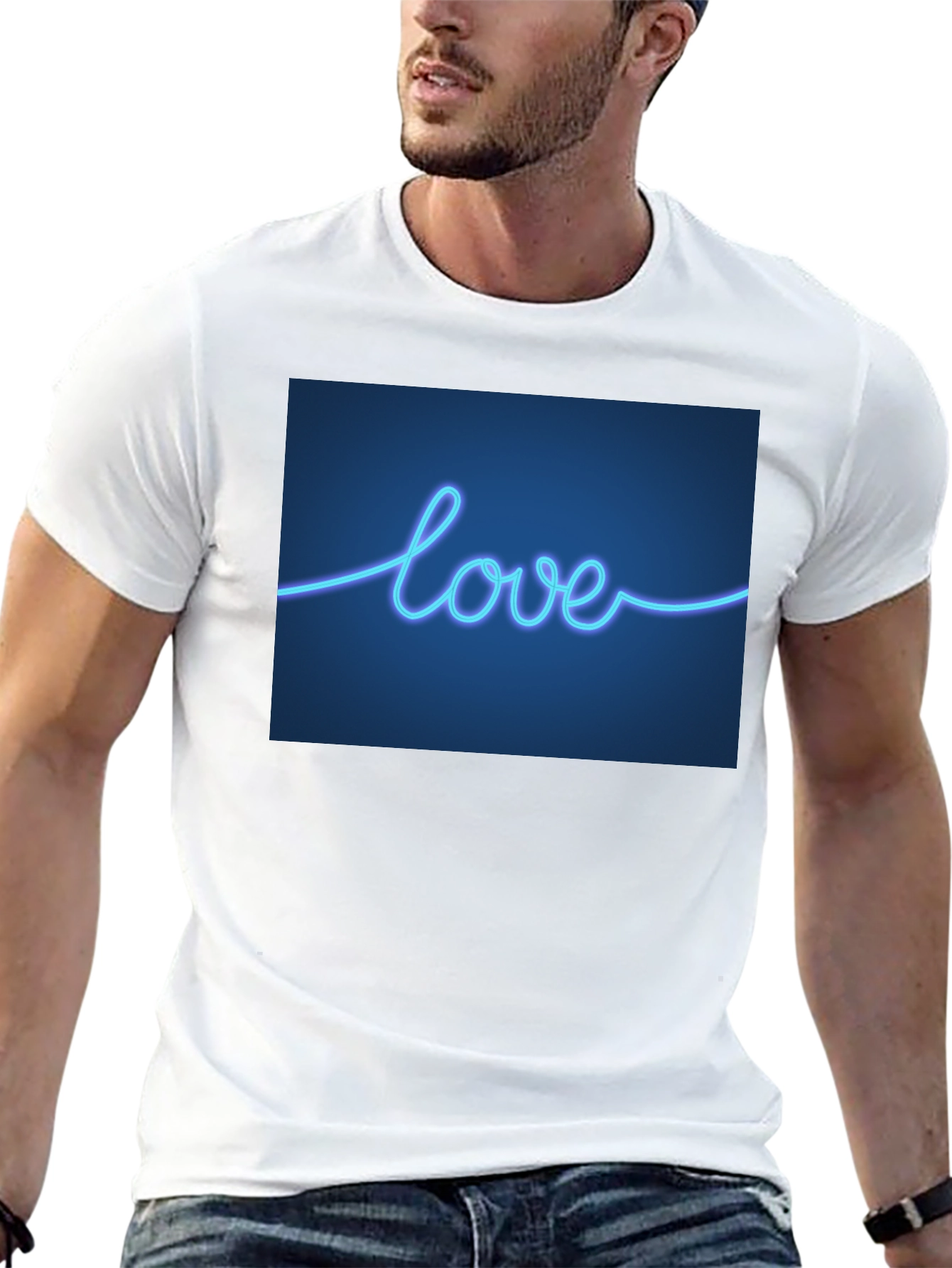 Neon Love T-Shirt - Sleek Black Tee