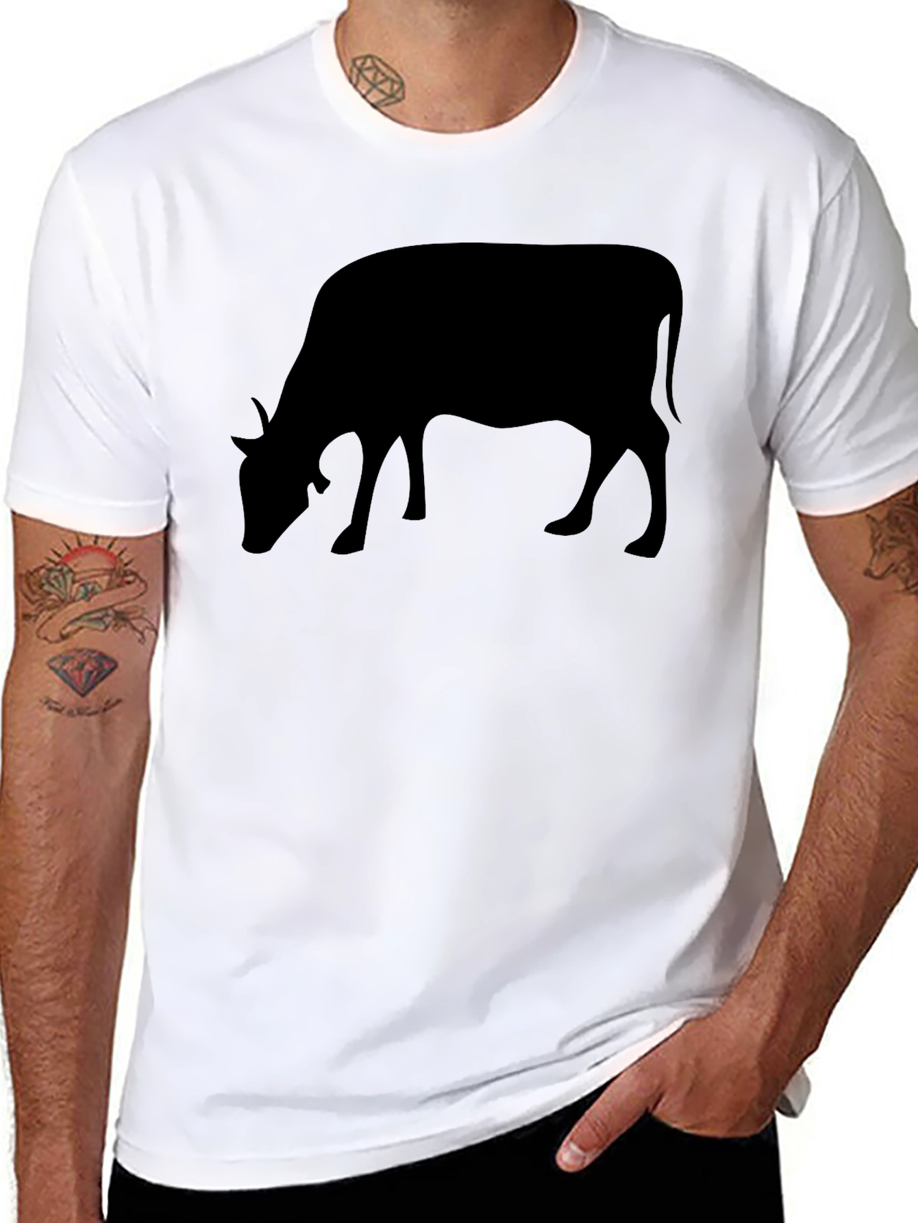 Cow Silhouette Black T-Shirt - Unisex