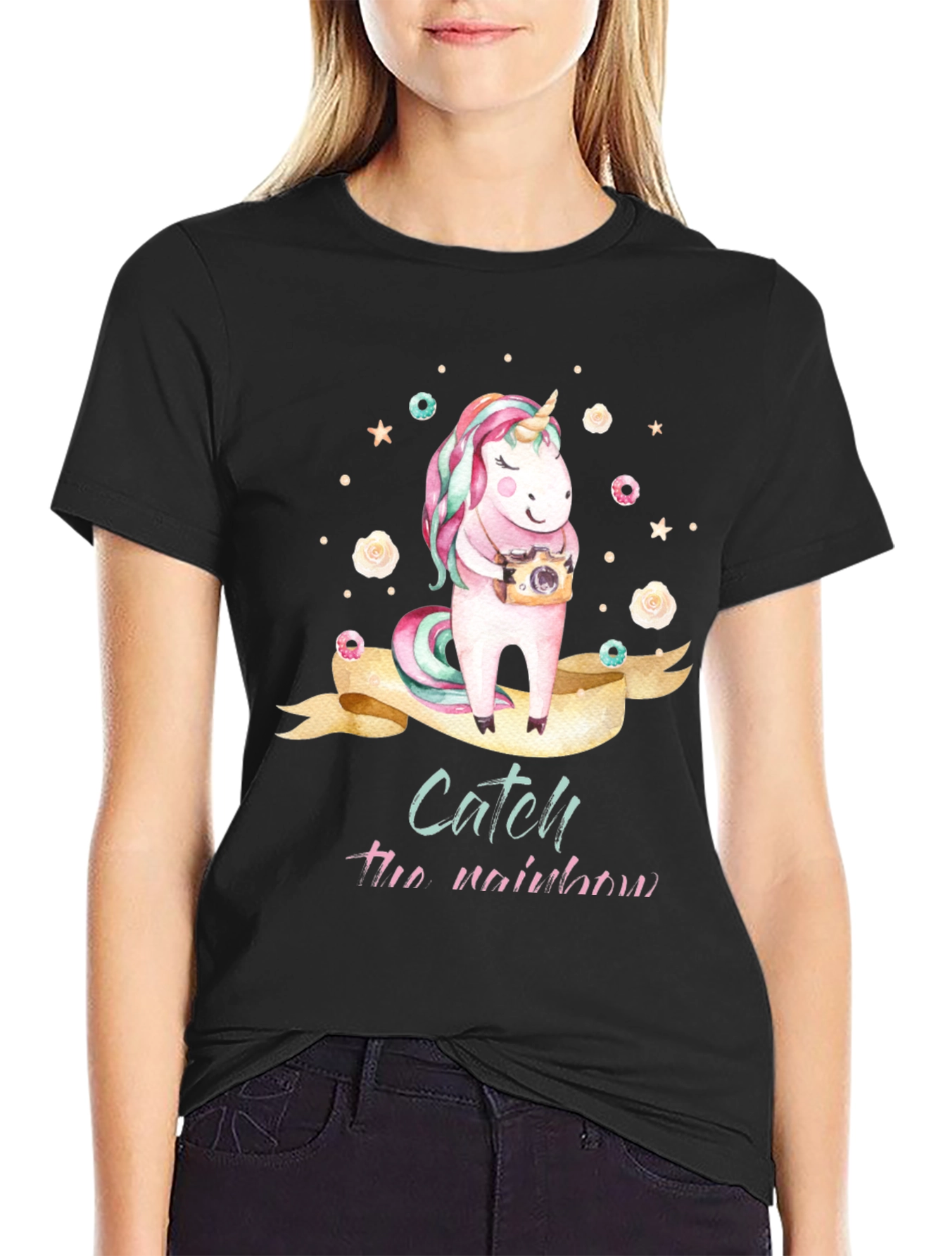 Unicorn Catch the Rainbow Graphic T-Shirt