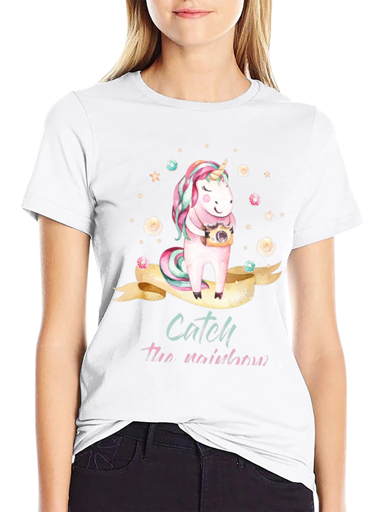 Unicorn Catch the Rainbow Graphic T-Shirt