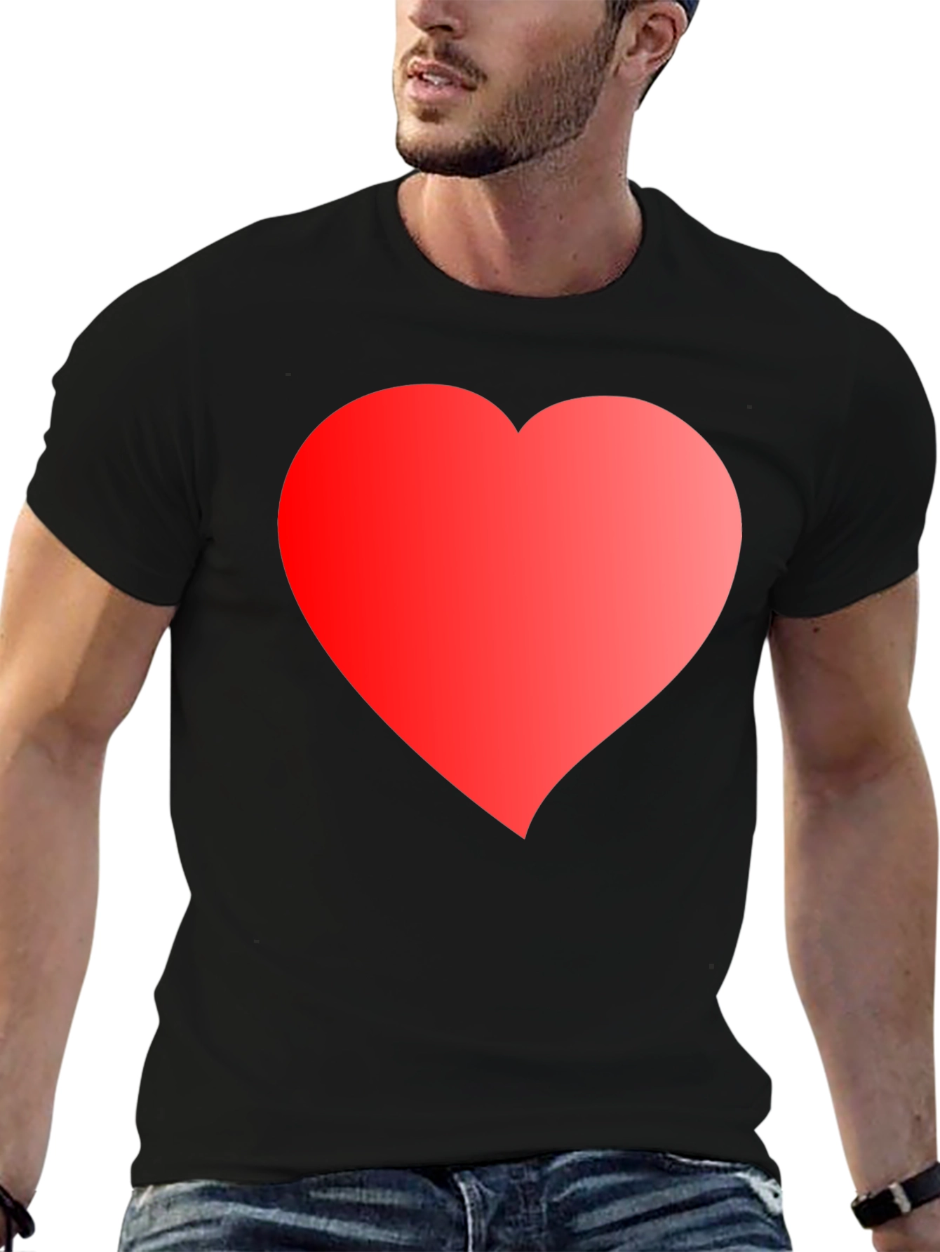 Heart Graphic Tee - Black Cotton Blend