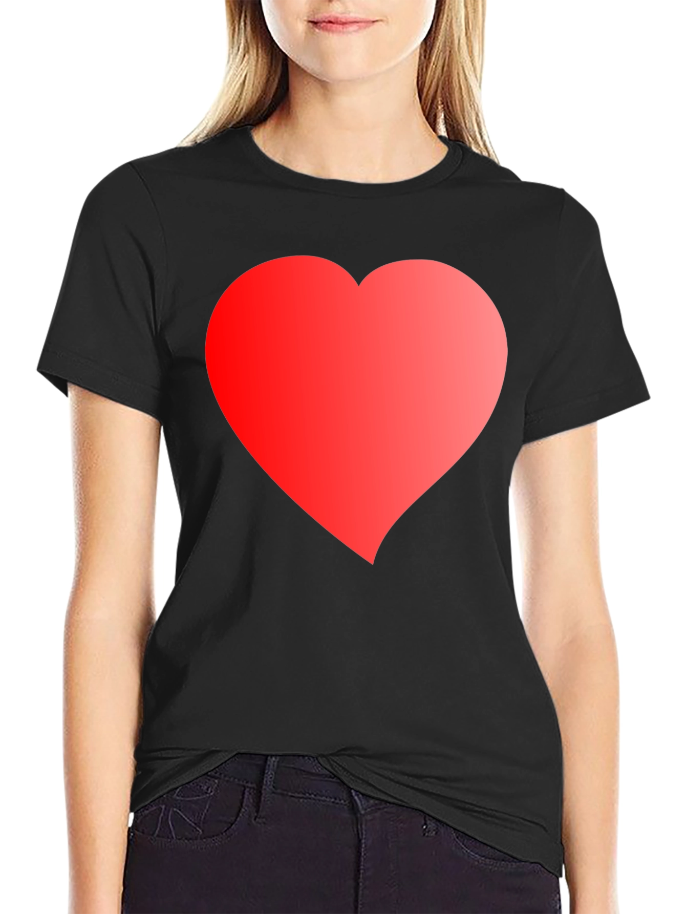 Heart Graphic Tee - Black Cotton Blend