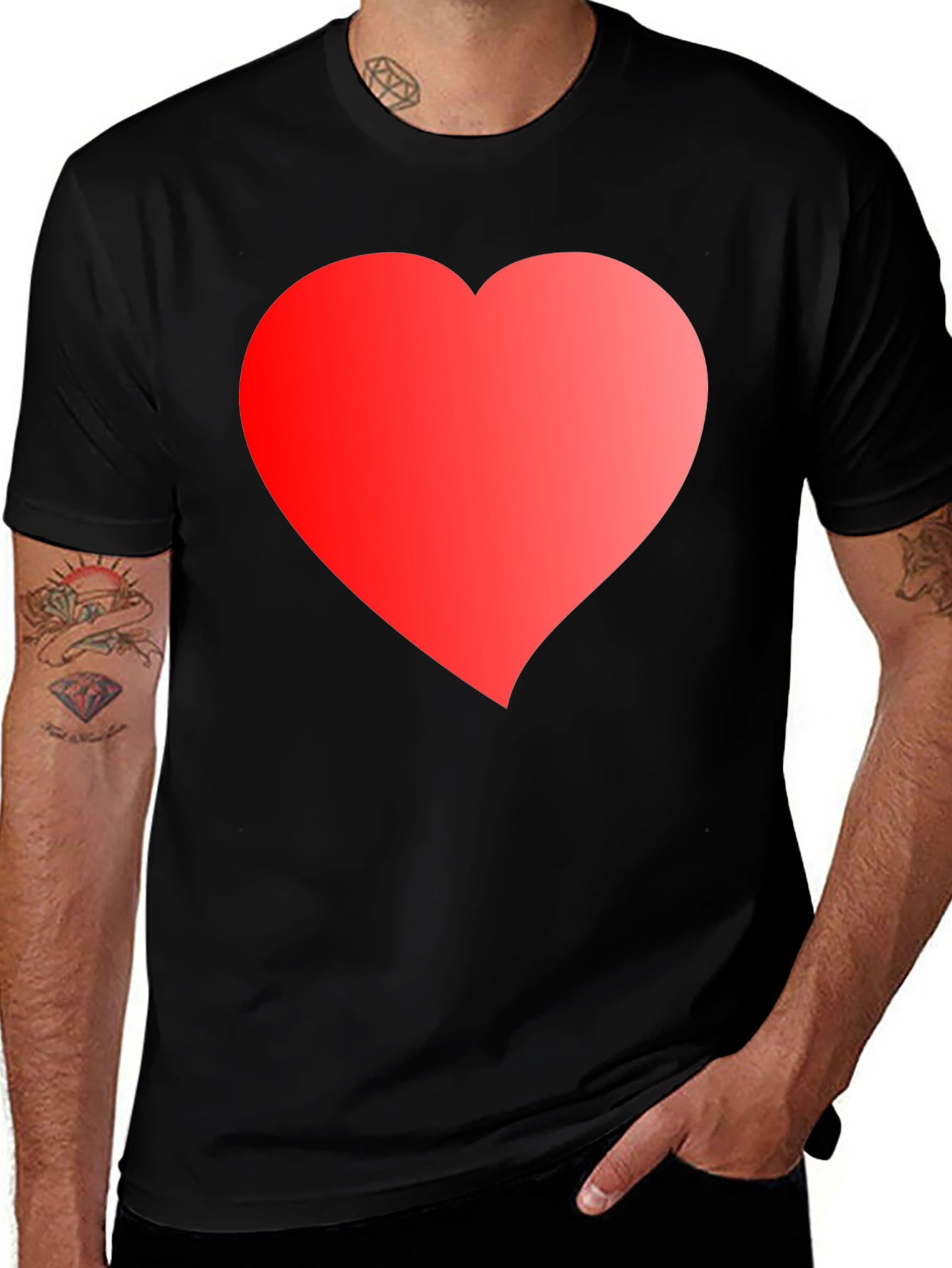 Heart Graphic Tee - Black Cotton Blend
