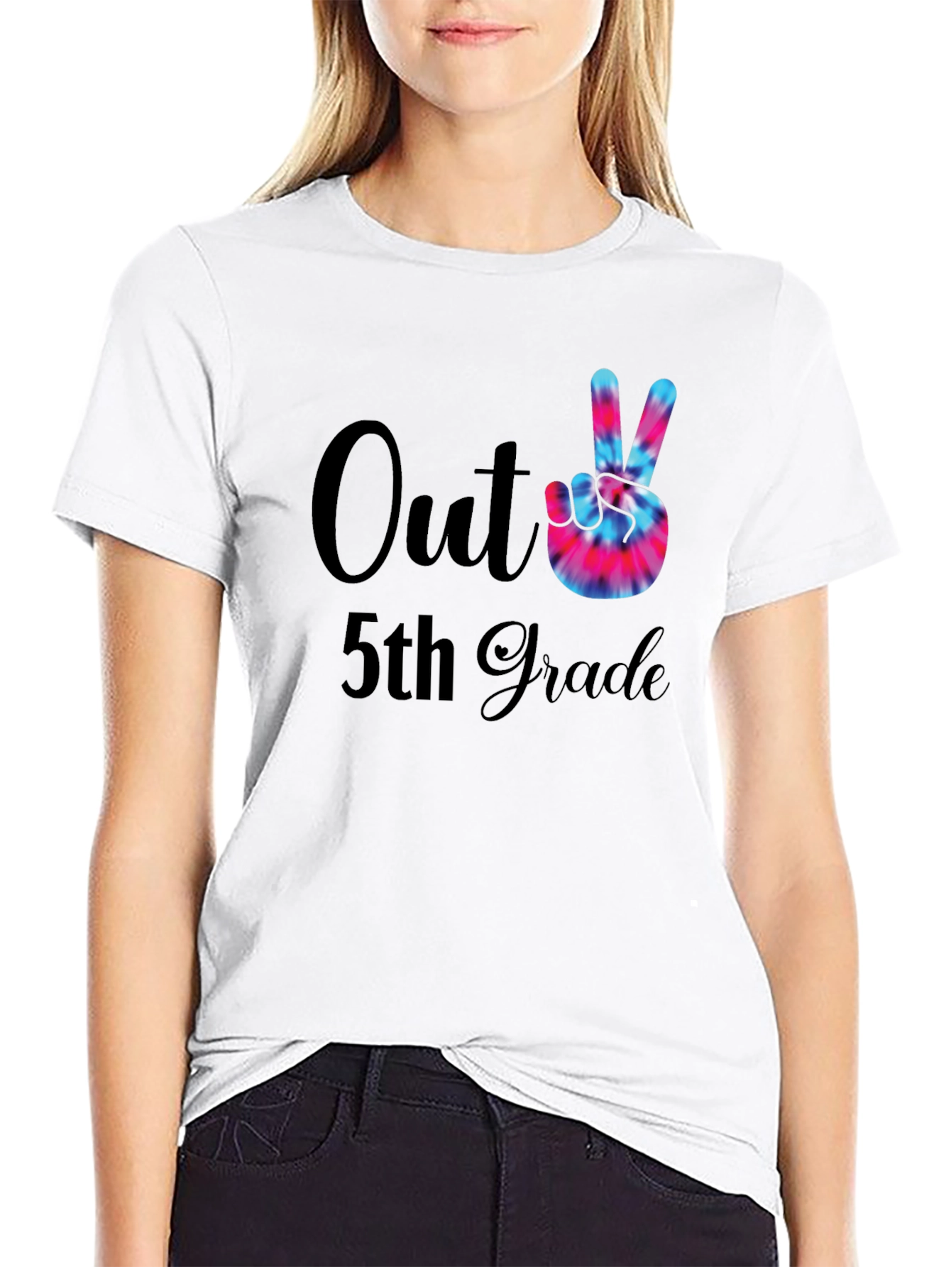Out of 5th Grade Tie Dye Peace Sign T-Shirt